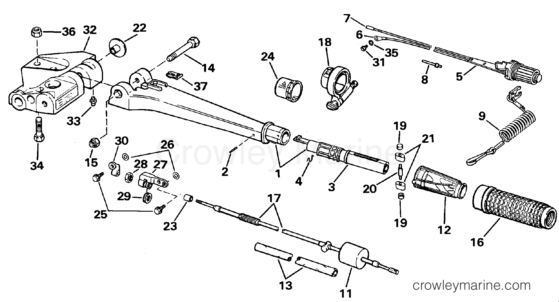 1989 Outboard 45 - J45RCLE - STEERING HANDLE
