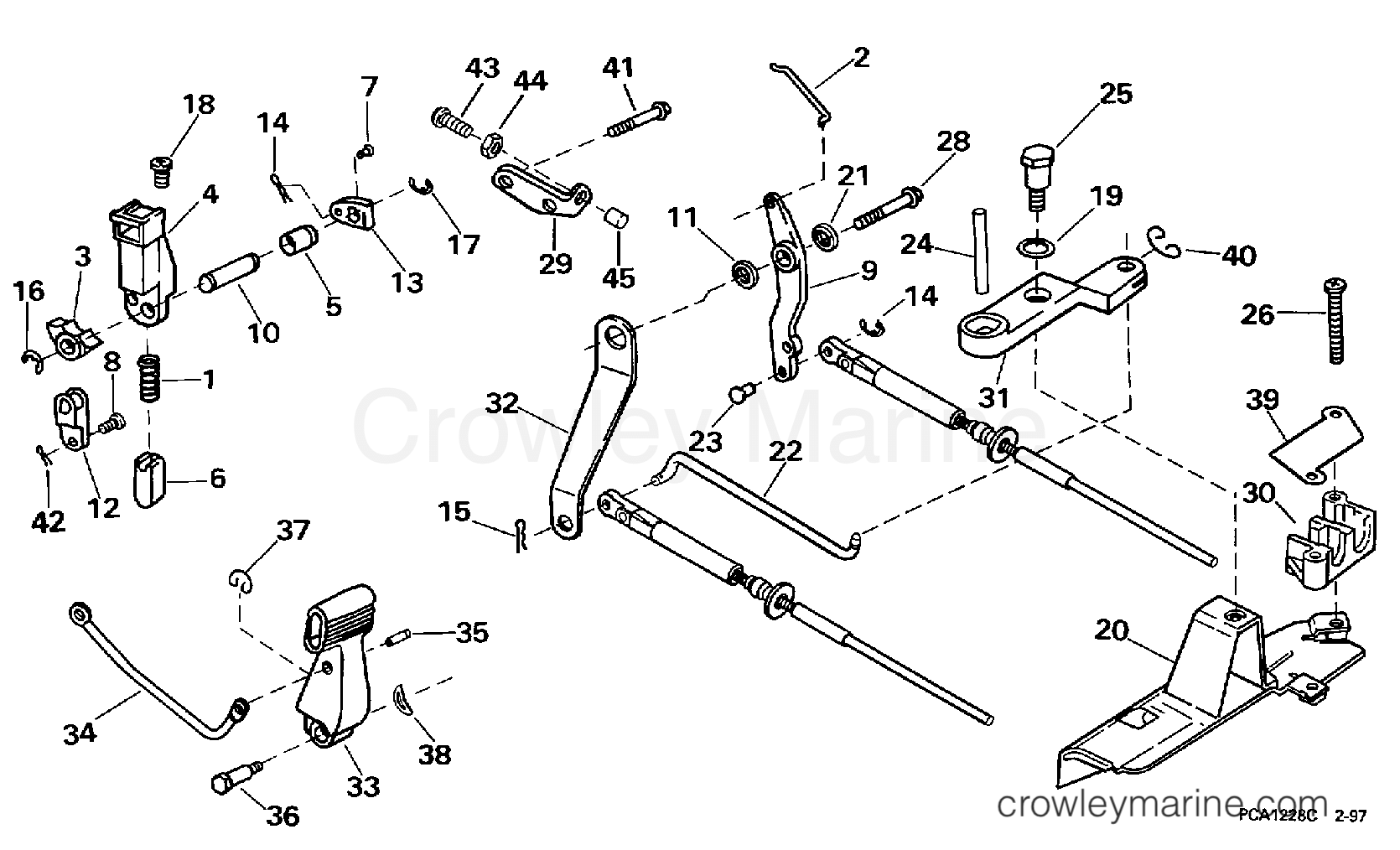 1997 Outboard 8 - BJ8FRBLEUR - SHIFT & THROTTLE LINKAGE