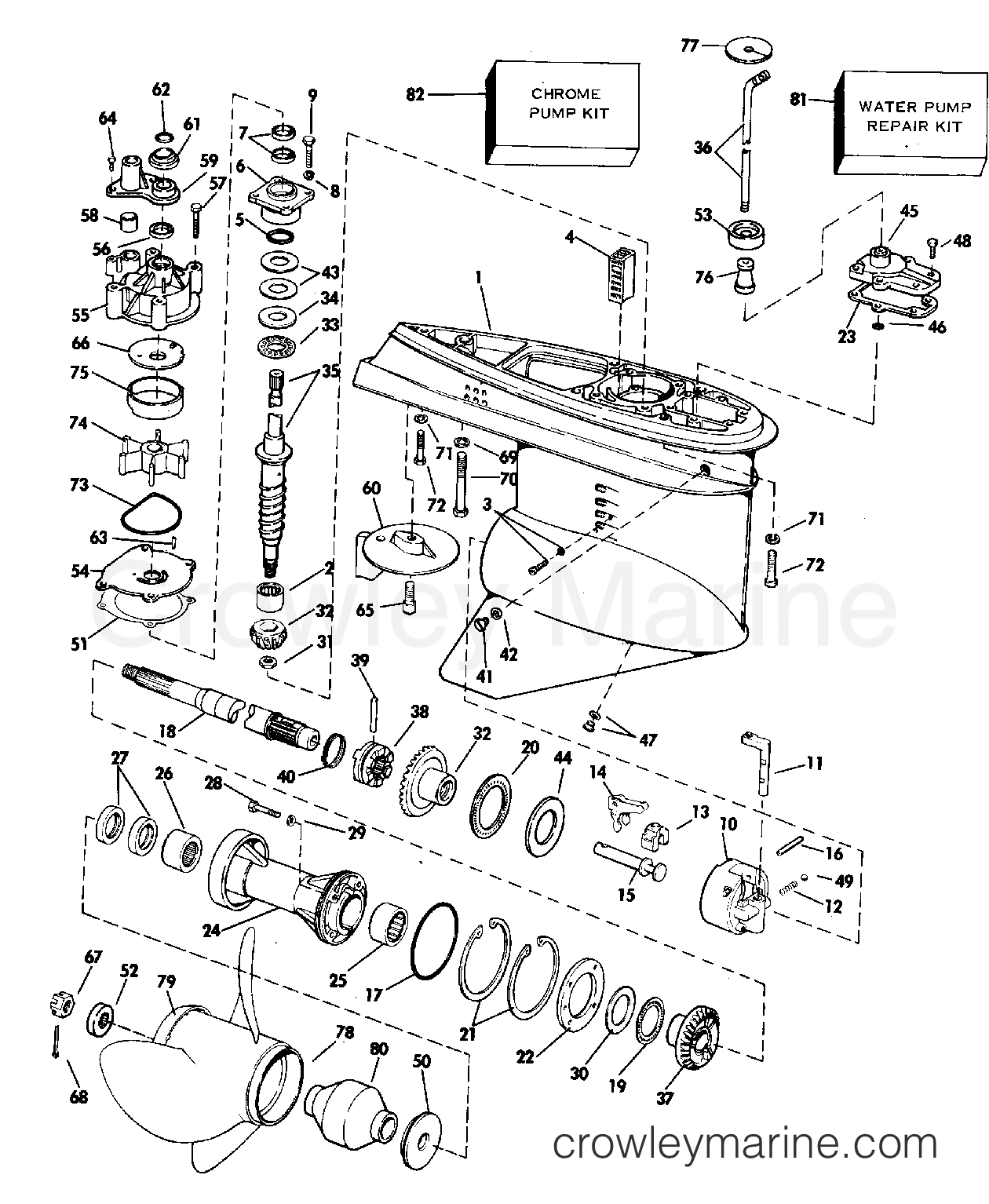 1980 Outboard 150 - J150TXCSF - GEARCASE