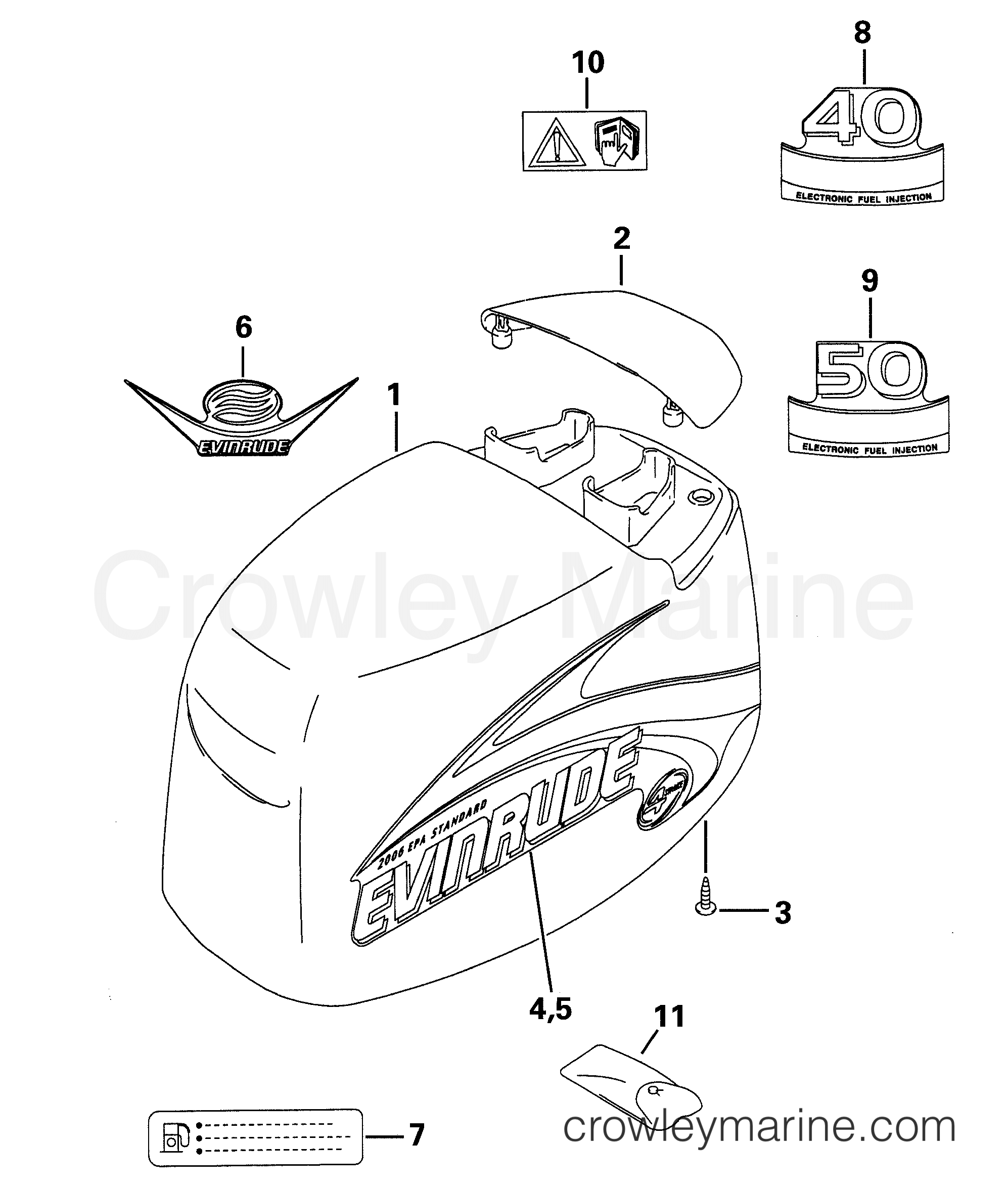 2001 Outboard 40 - E40PL4SIR - ENGINE COVER