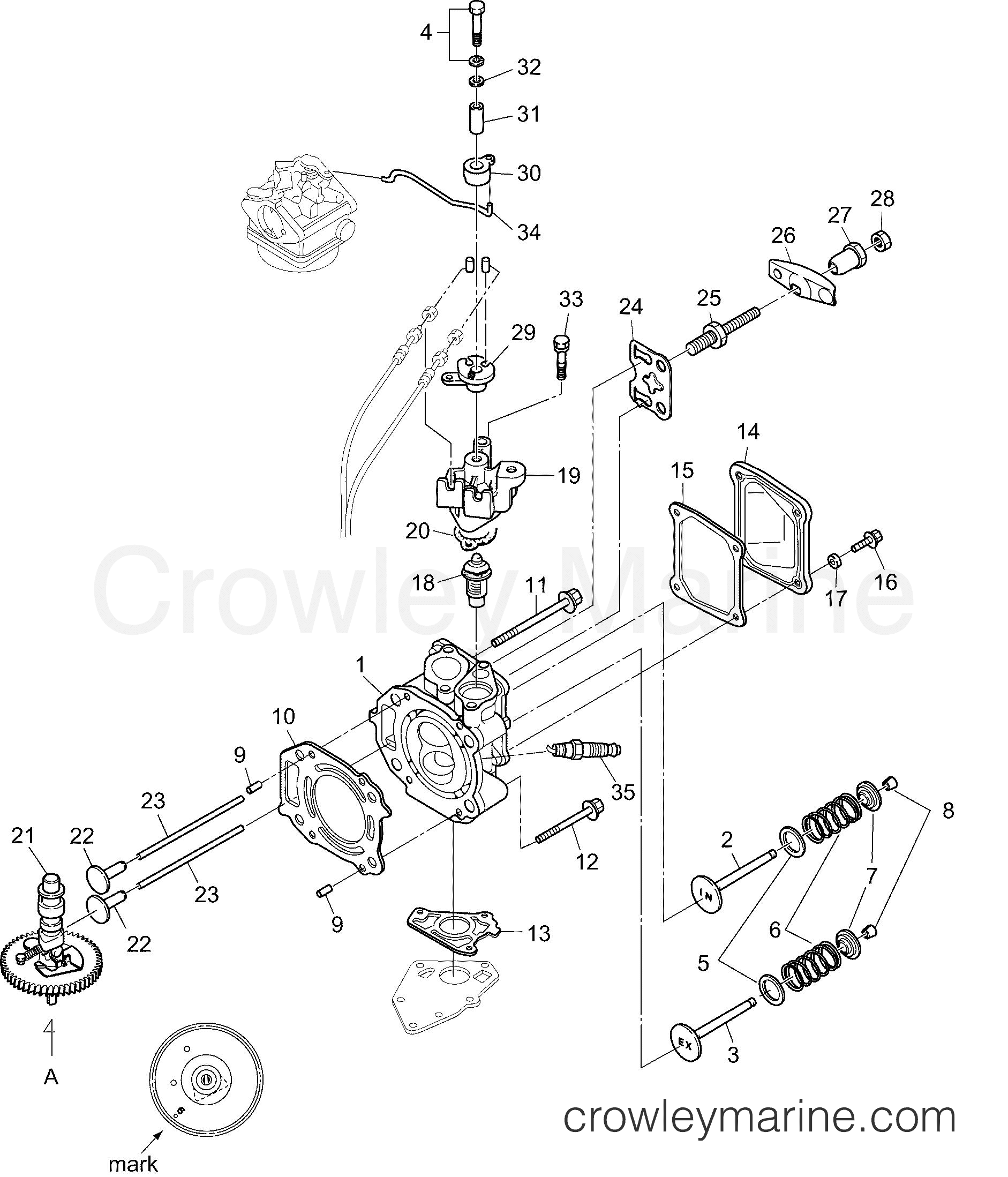 AA Outboard 6 PORTABLE - E6RL4AAA - CYLINDER HEAD ASSEMBLY