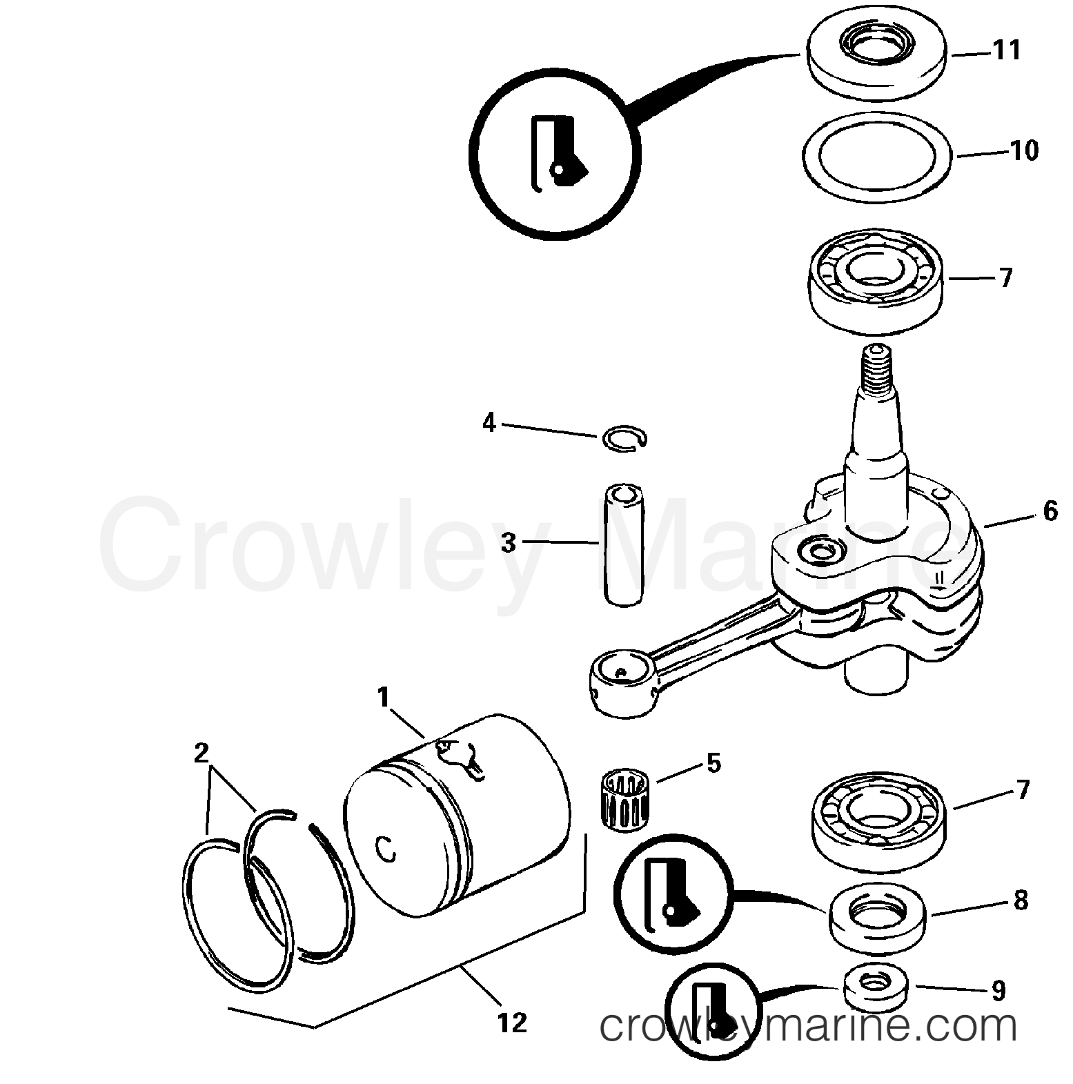 2000 Outboard 5 - J5RSSA - CRANKSHAFT AND PISTON