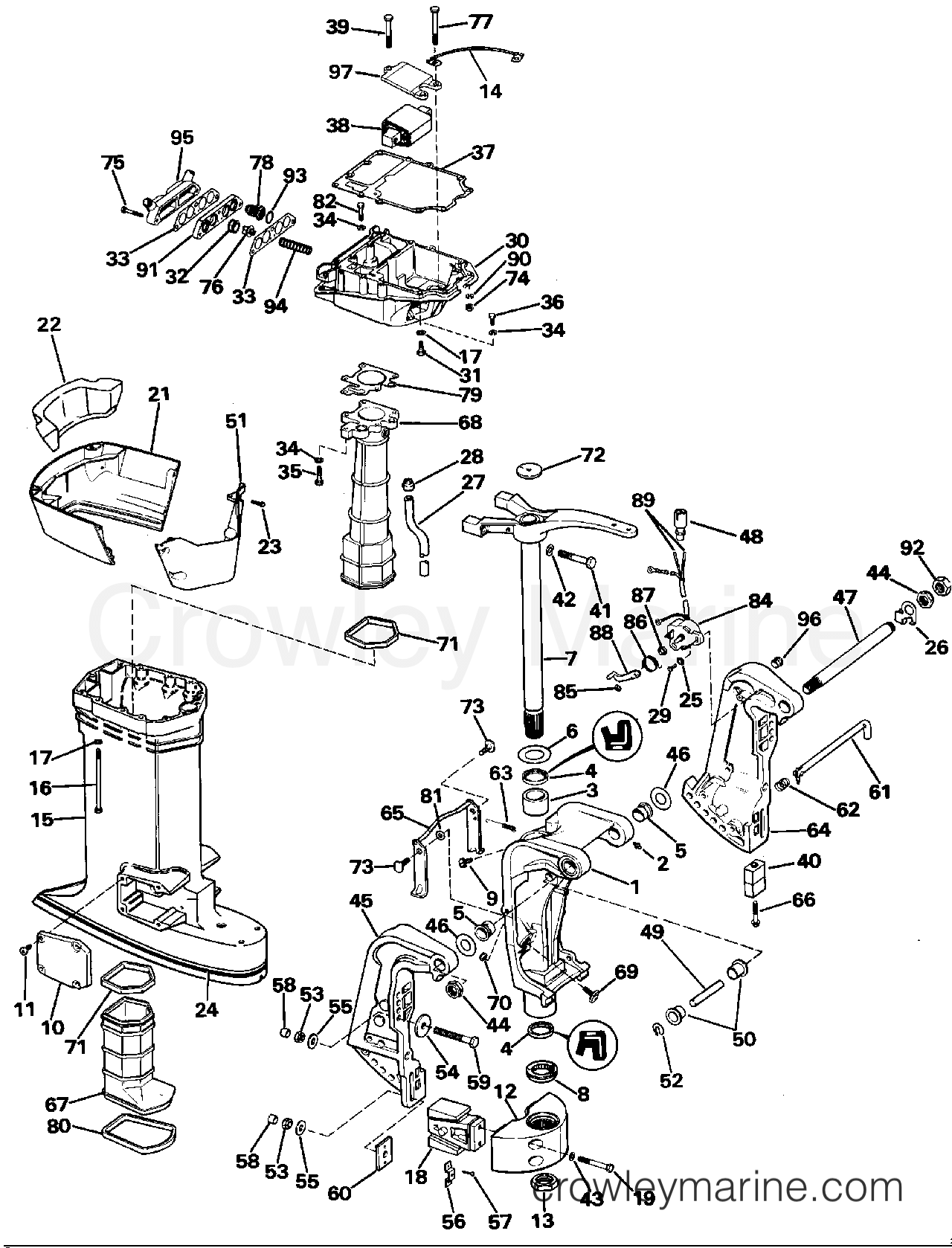 1988 Outboard 100 - D100WTXM - MIDSECTION