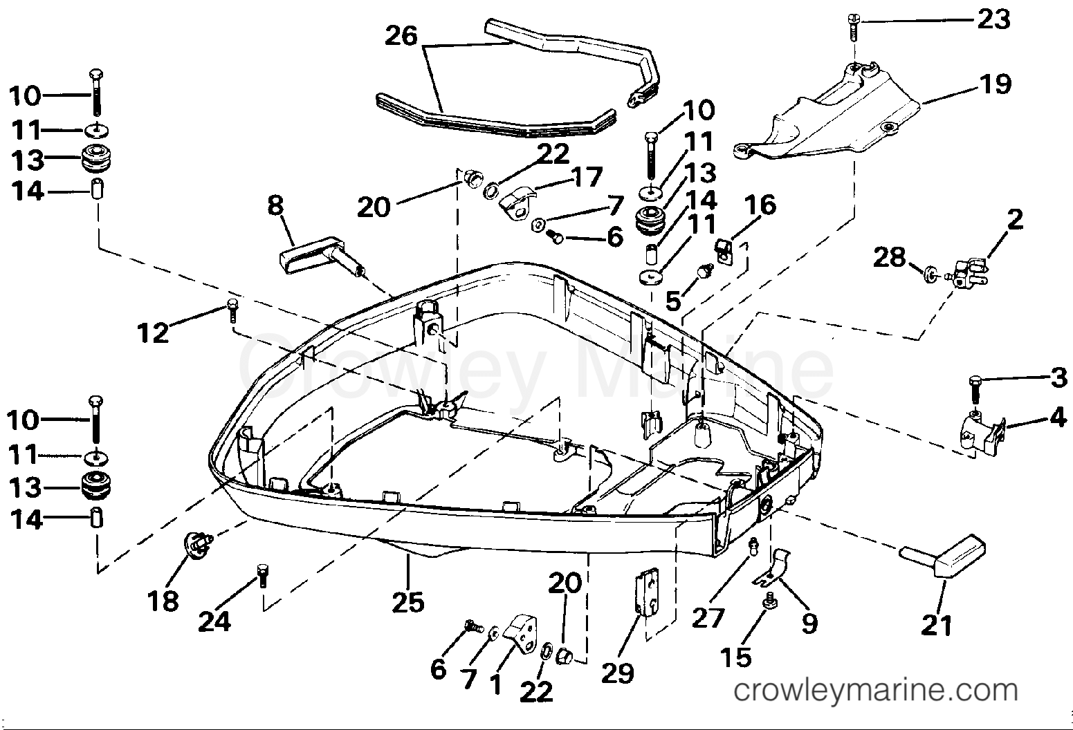 1987 Outboard 88 - J88MSLCUS - LOWER ENGINE COVER