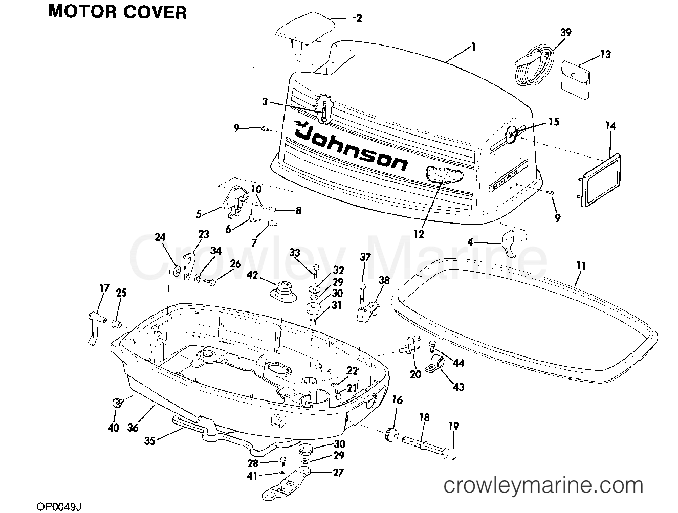 1980 Johnson Outboards 25 - J25RLCSA MOTOR COVER section
