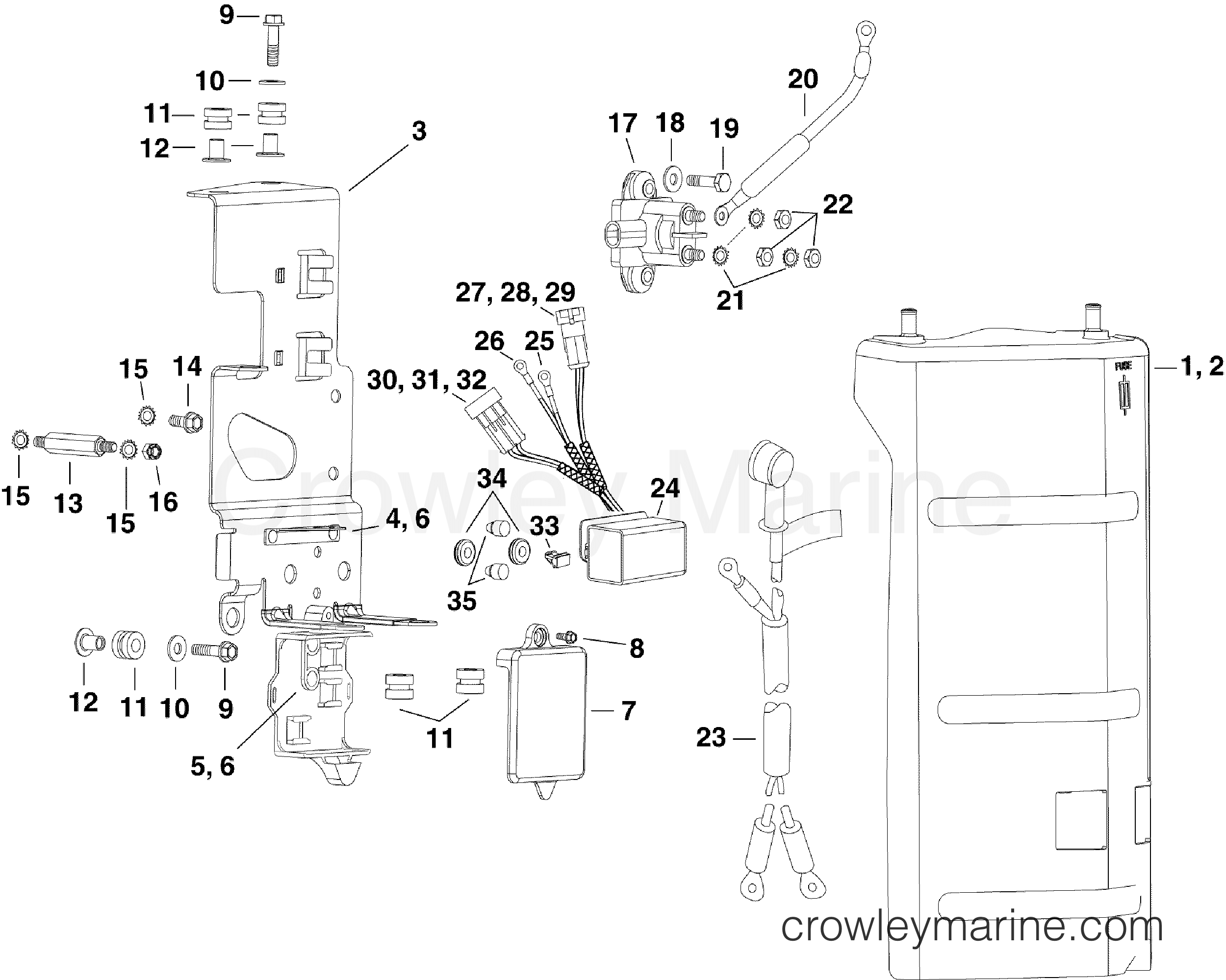 2007 Outboard 225 - E225DPLSUA - ELECTRICAL BRACKET & COMPONENTS