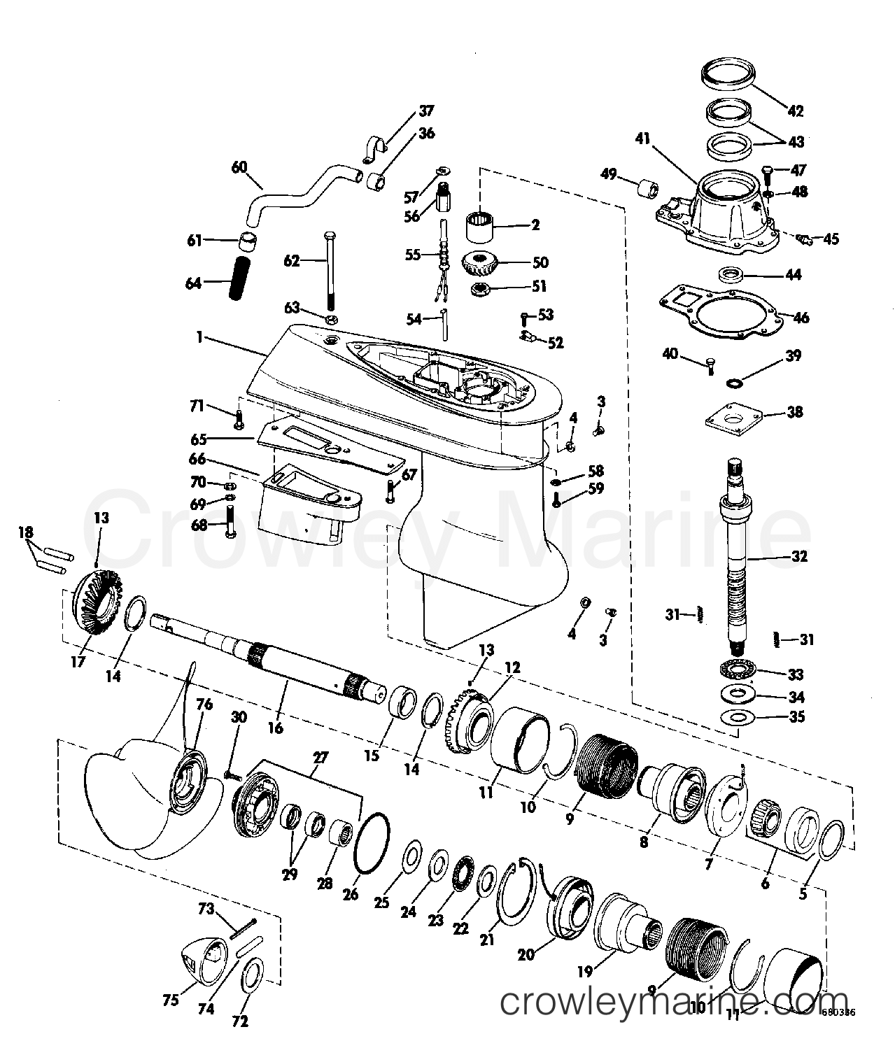 1968 Stern Drive 120 - CU-16C - LOWER GEARCASE GROUP