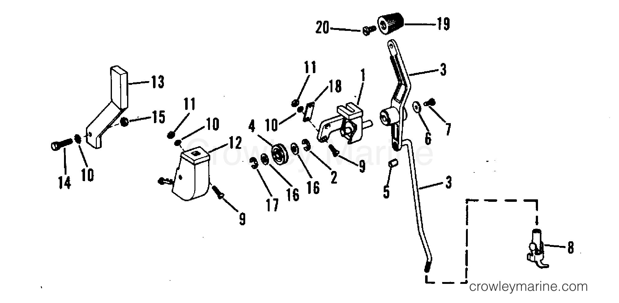 1974 Rigging Accessories - Remote Controls - TOP MOUNT CONTROL KIT 6 HP