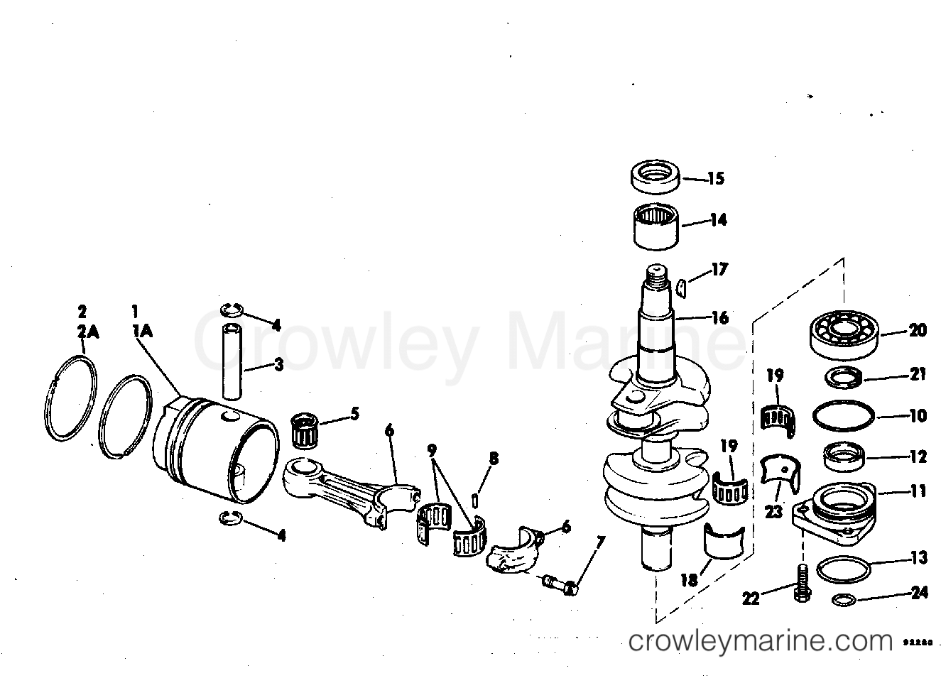 1982 Outboard 35 - J35ECND - CRANKSHAFT & PISTON