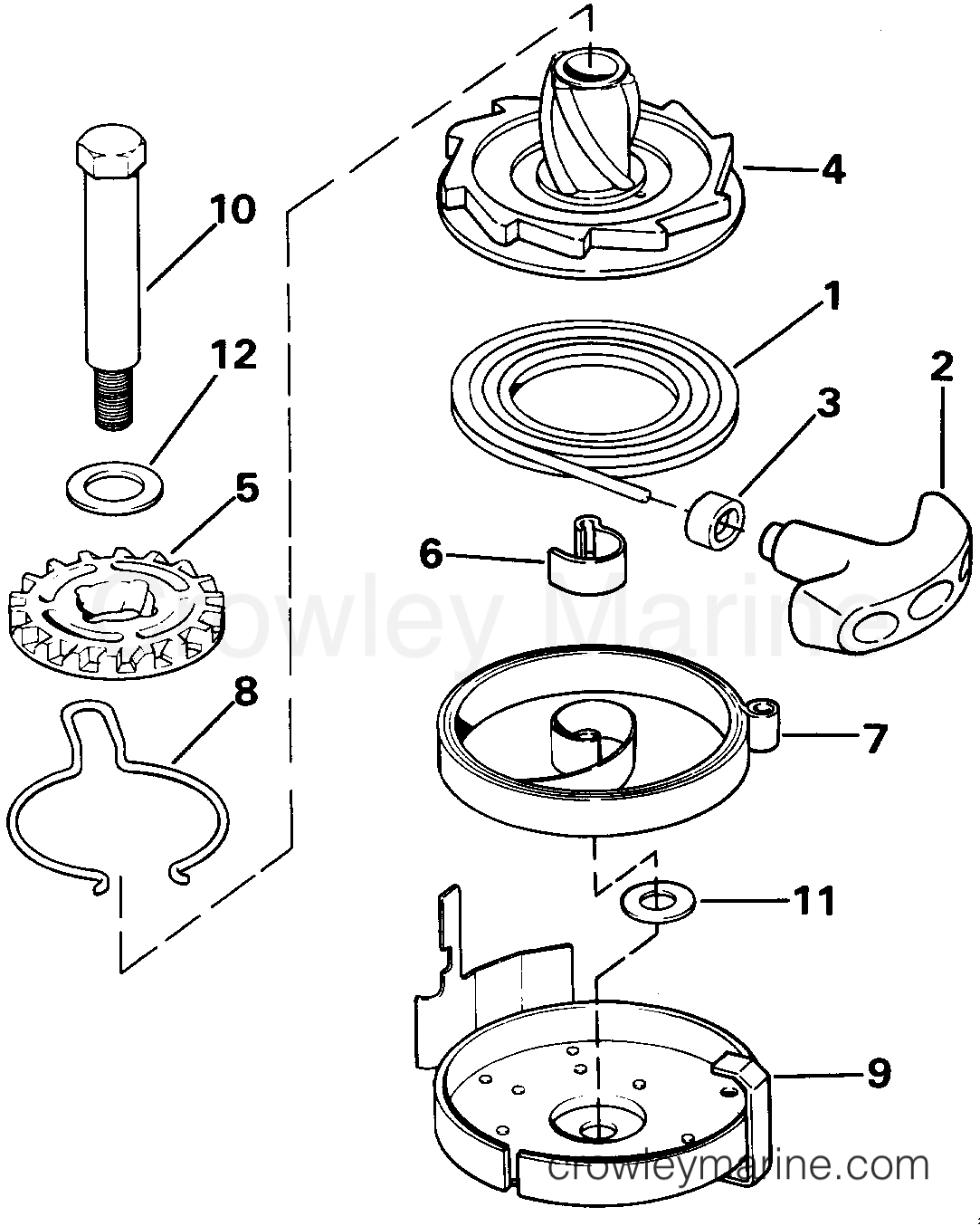 1985 Outboard 15 - J15ECOB - REWIND STARTER