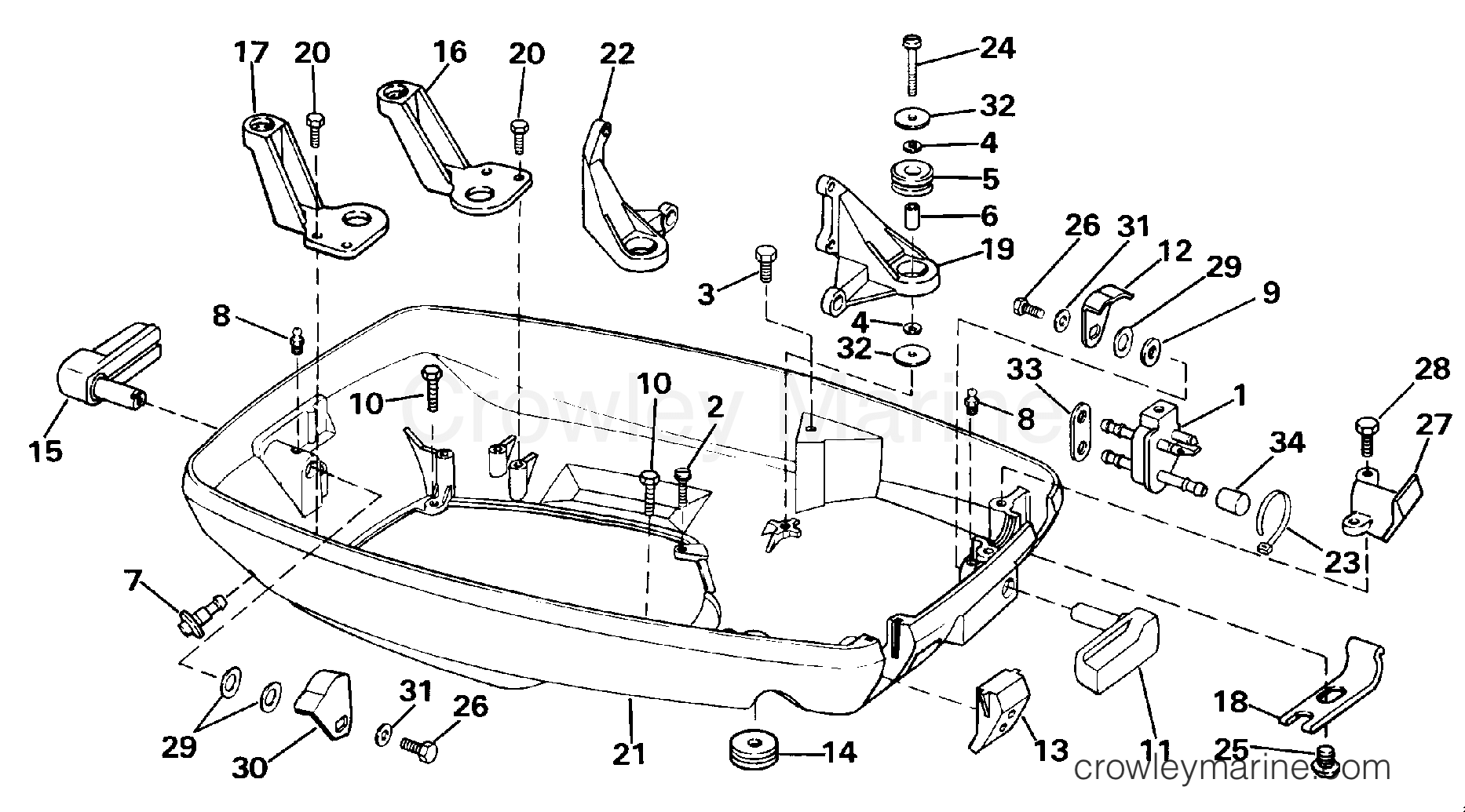 1986 Outboard 70 - J70TLCDC - LOWER ENGINE COVER