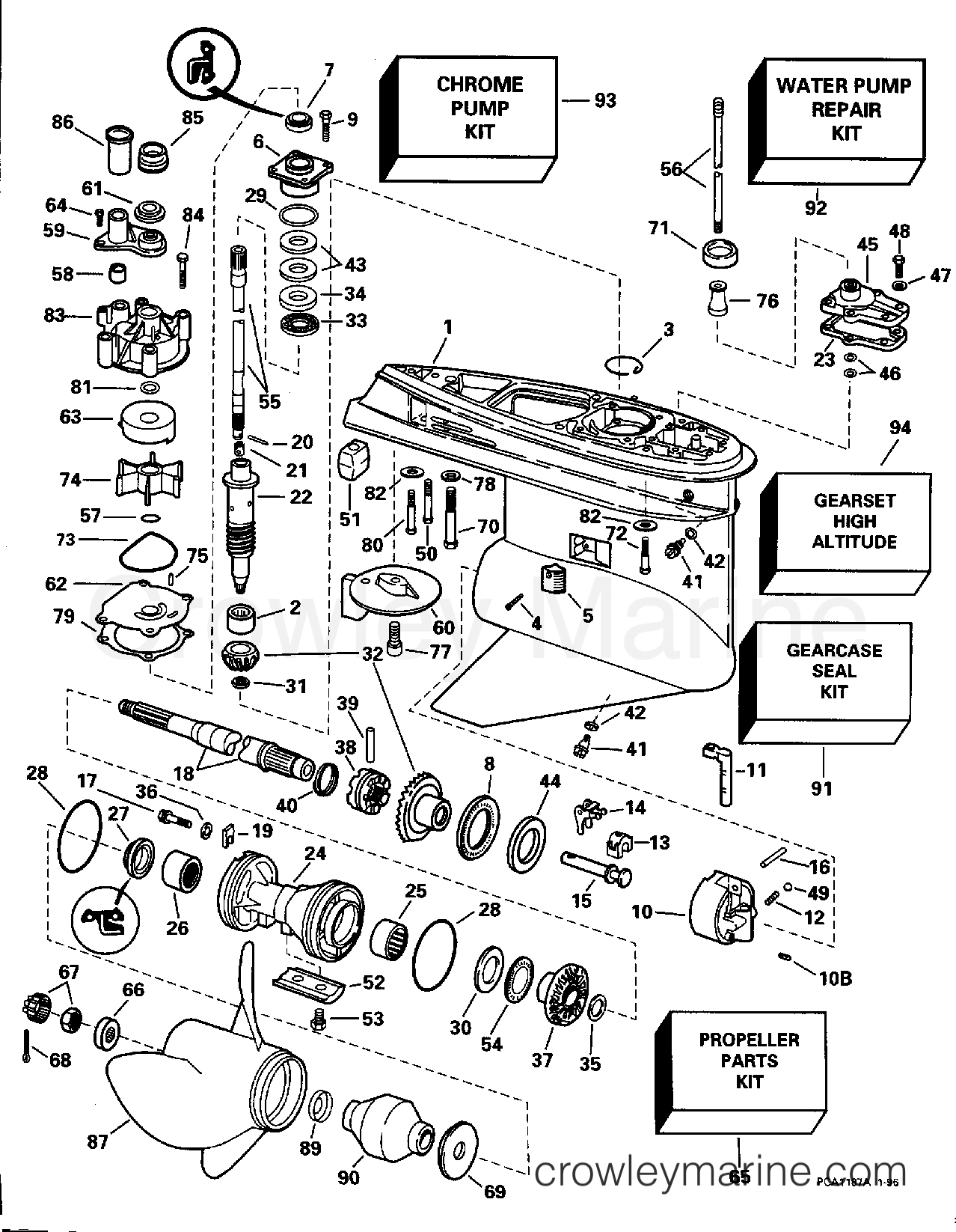 1996 Outboard 150 - SJ150WTPLB - GEARCASE