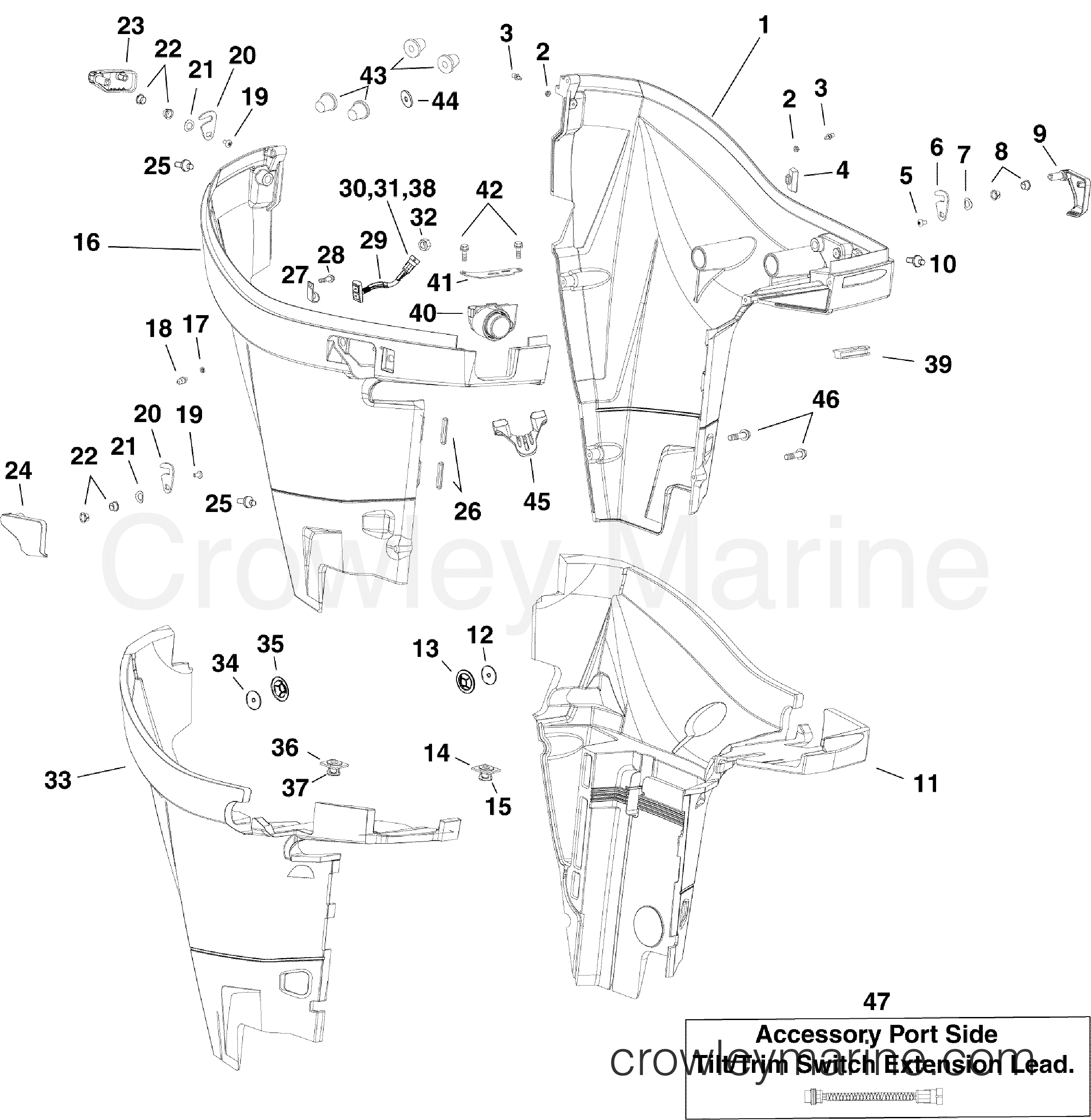 2010 Evinrude Outboards 250 - DE250CXISF LOWER ENGINE COVER section