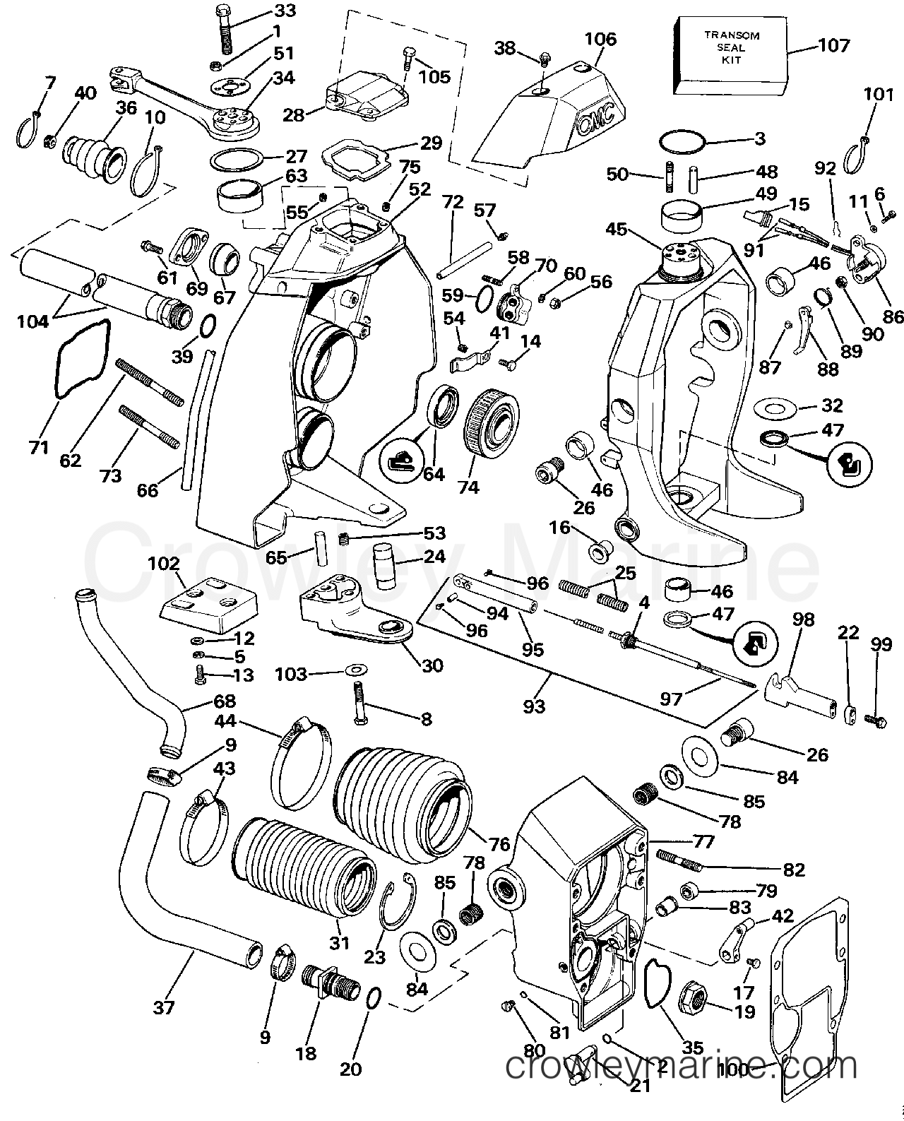 1988 OMC Stern Drive 2.3 - 232AMRGDE TRANSOM MOUNT section