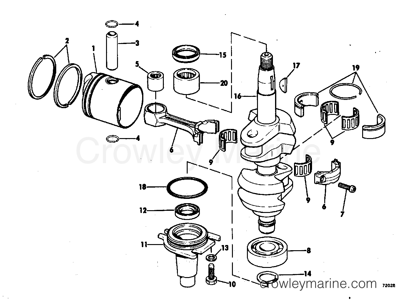 1982 Outboard 15 - E15ECNC - CRANKSHAFT & PISTON