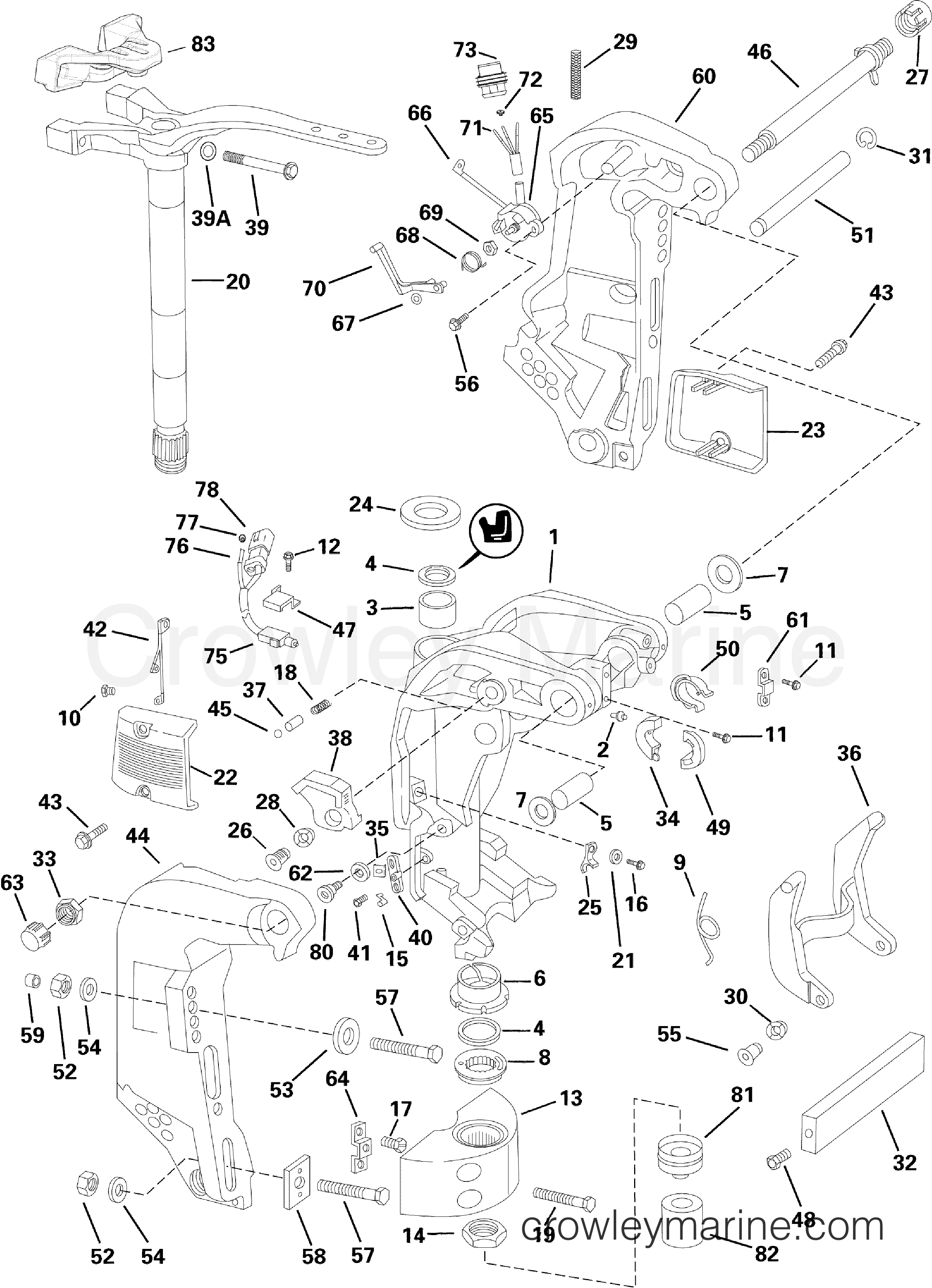 2005 Outboard 225 - E225DHLSOF - STERN & SWIVEL BRACKET