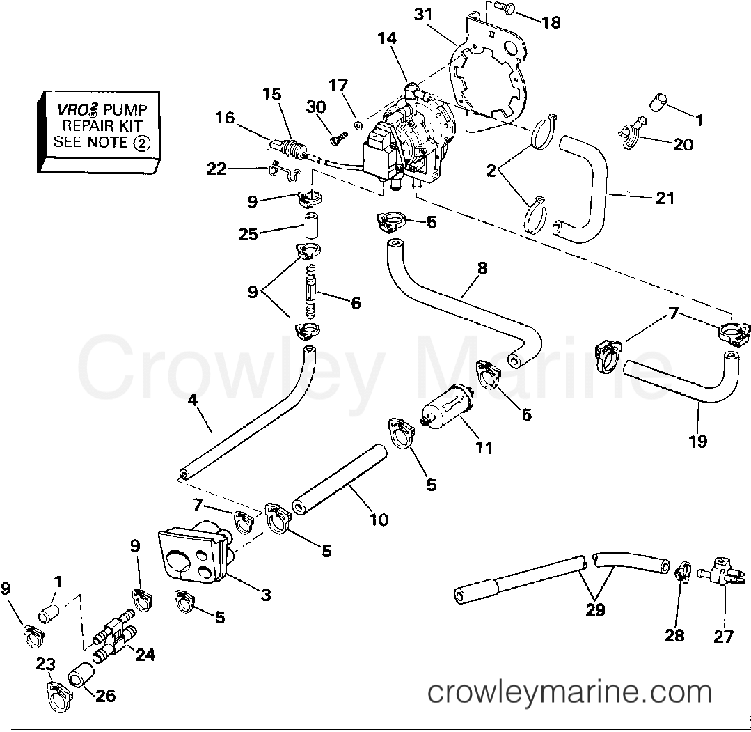 1991 Outboard 140 - J140TLEID - VRO PUMP
