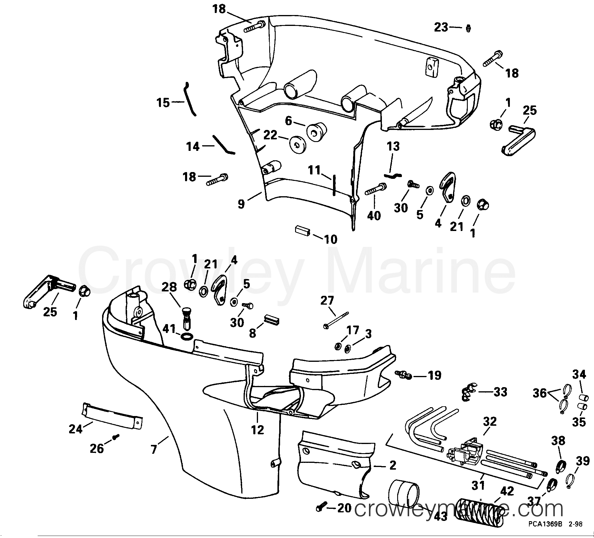 1998 Outboard 90 - J90FTLECS - LOWER ENGINE COVER