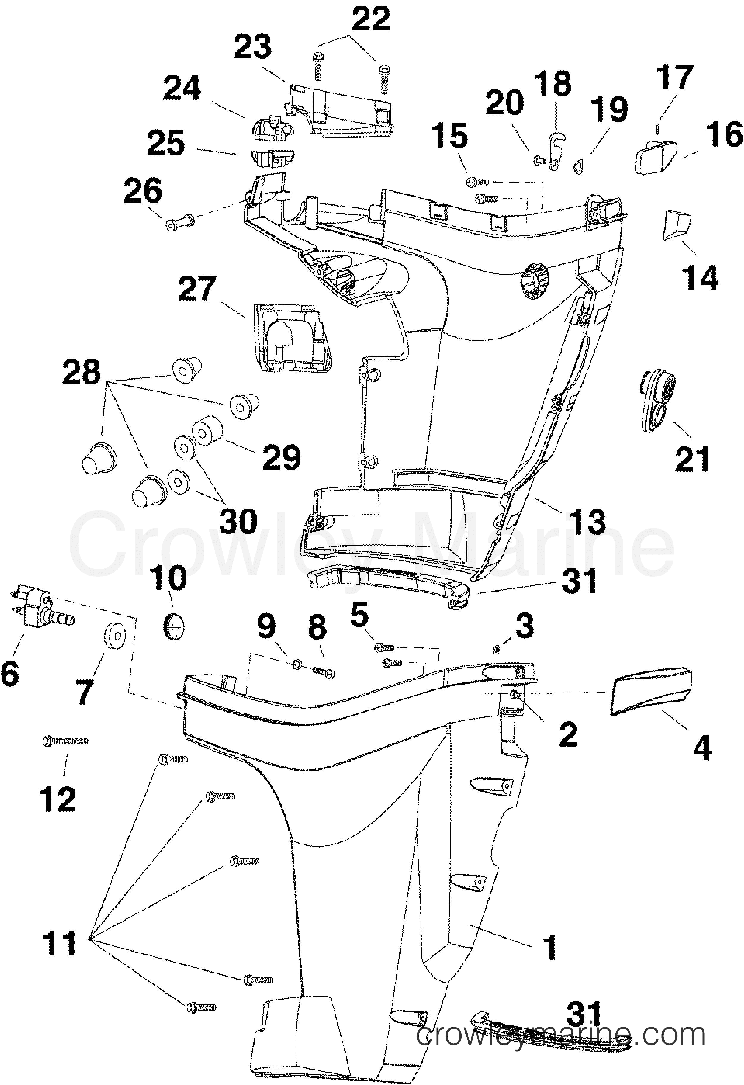 2012 Outboard 25 - E25DPSLINC - LOWER ENGINE COVER