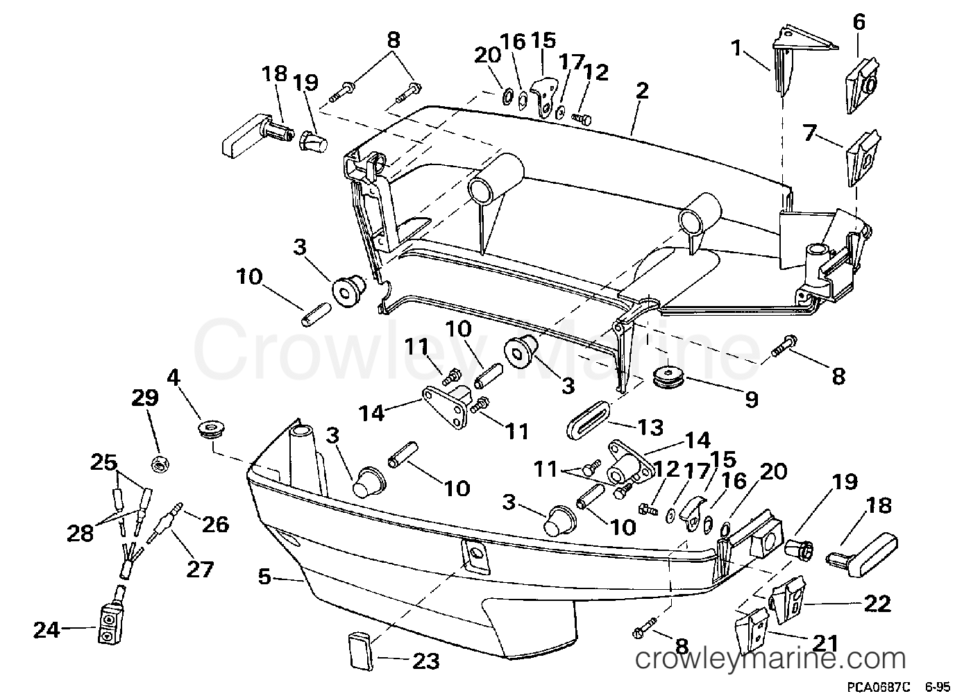 1998 Johnson Outboards 50 - X50ESLECC LOWER ENGINE COVER section