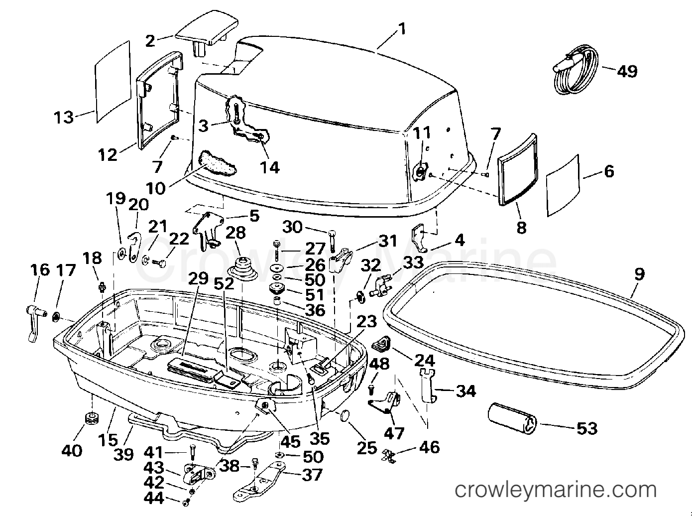 1993 Outboard 28 - J28ESLETD - ENGINE COVER - JOHNSON