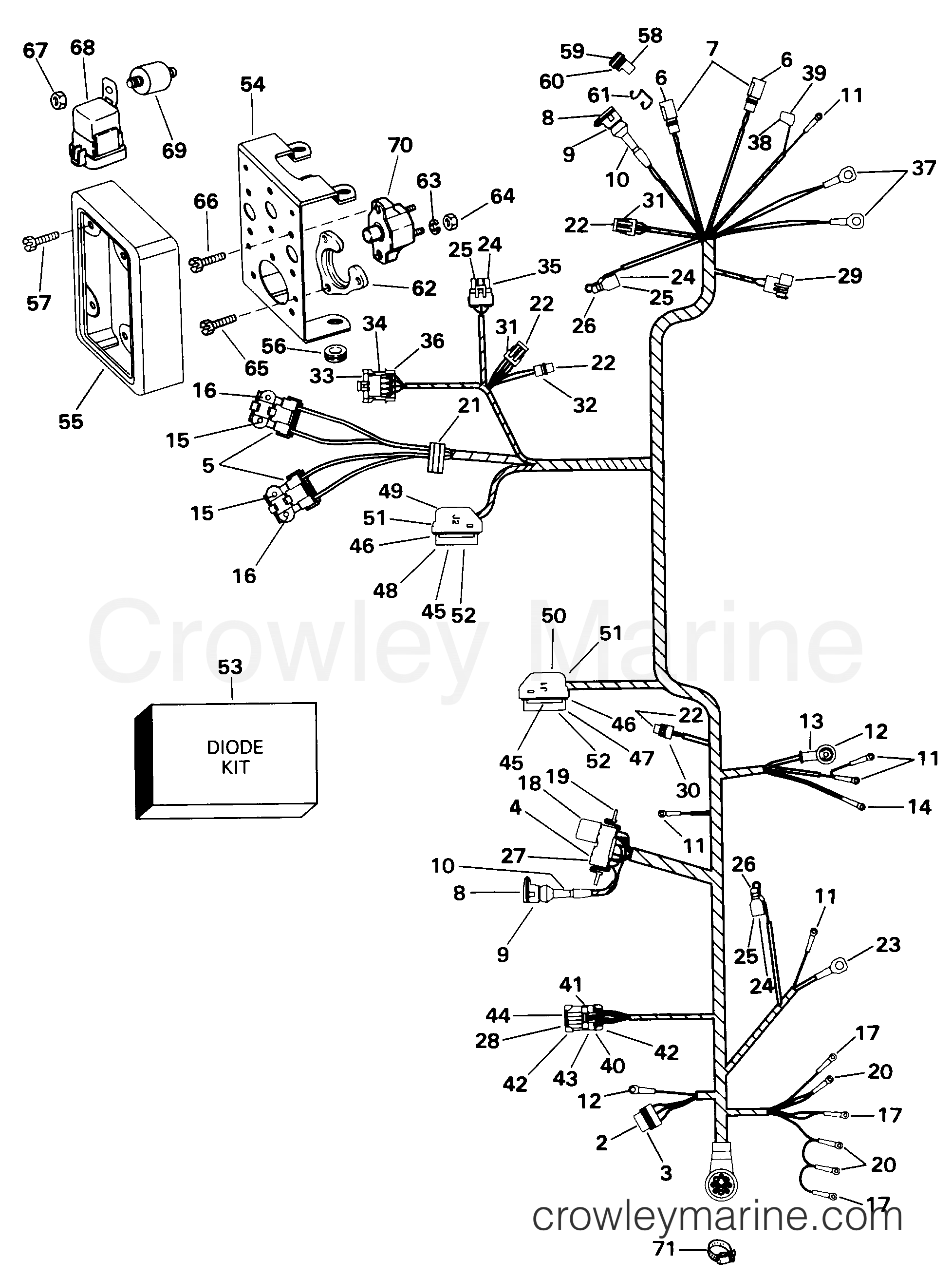 1998 OMC Stern Drive 5 - 50FBPBYC ENGINE WIRE HARNESS & BRACKET -- TBI MODELS section