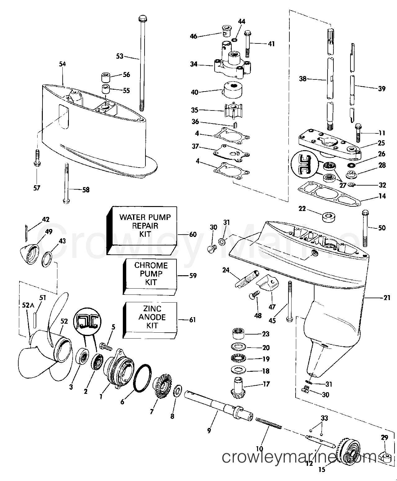 1990 Outboard 4 - J4RDHESR - GEARCASE