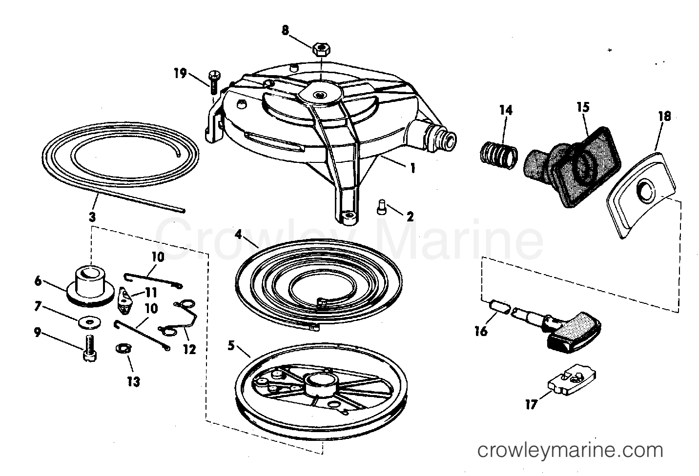 1977 Outboard 35 - 35752C - REWIND STARTER