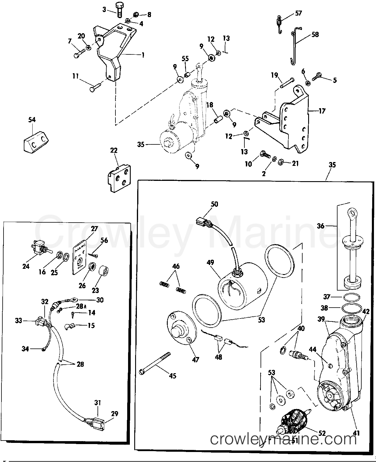 1991 Rigging Parts Accessories - Power Trim & Tilt - POWER TILT KIT - 20/25 REMOTE ELECTRIC, ALL 28,30,35 MODELS
