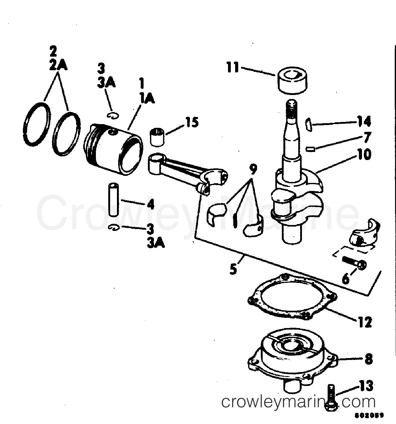 1982 Outboard 2 - J2RCNE - CRANKSHAFT & PISTON