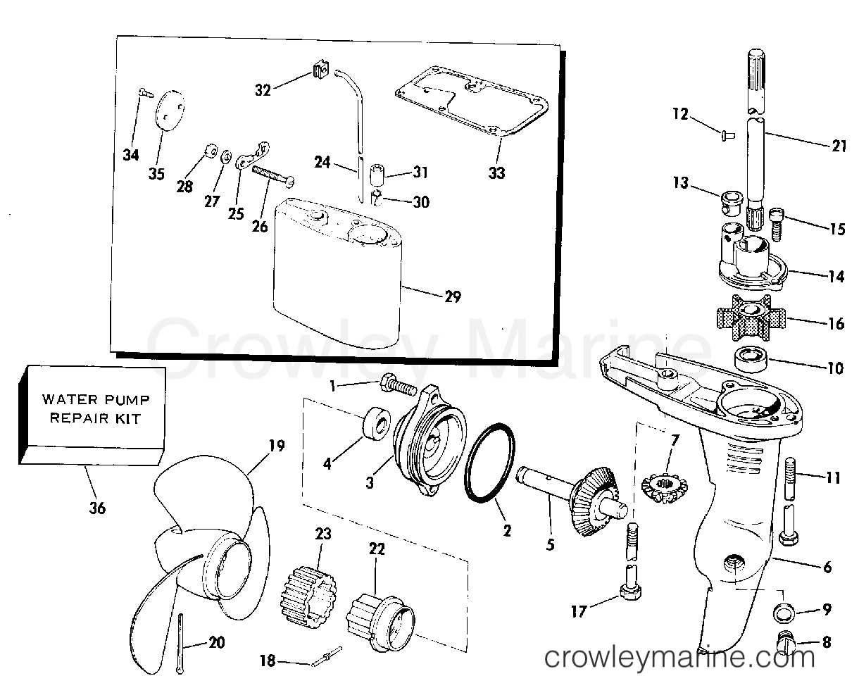 1975 Outboard 2 - 2R75D - GEARCASE