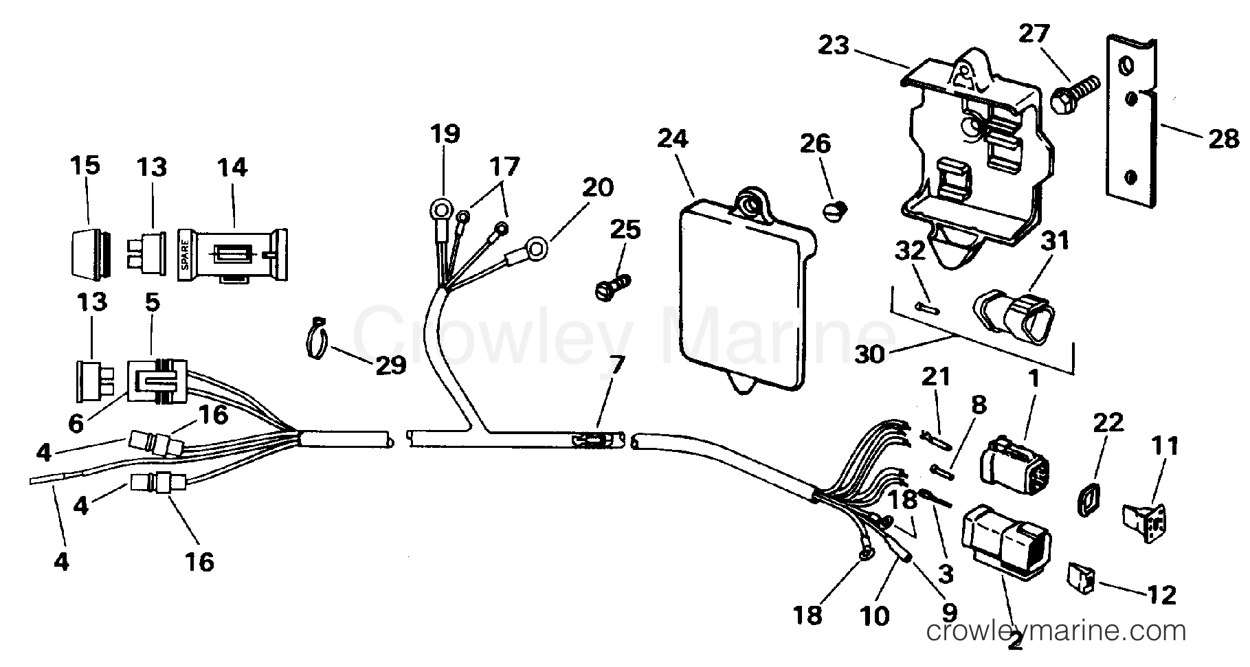 1996 Outboard 30 - J30EEDE - MOTOR CABLE ASSEMBLY