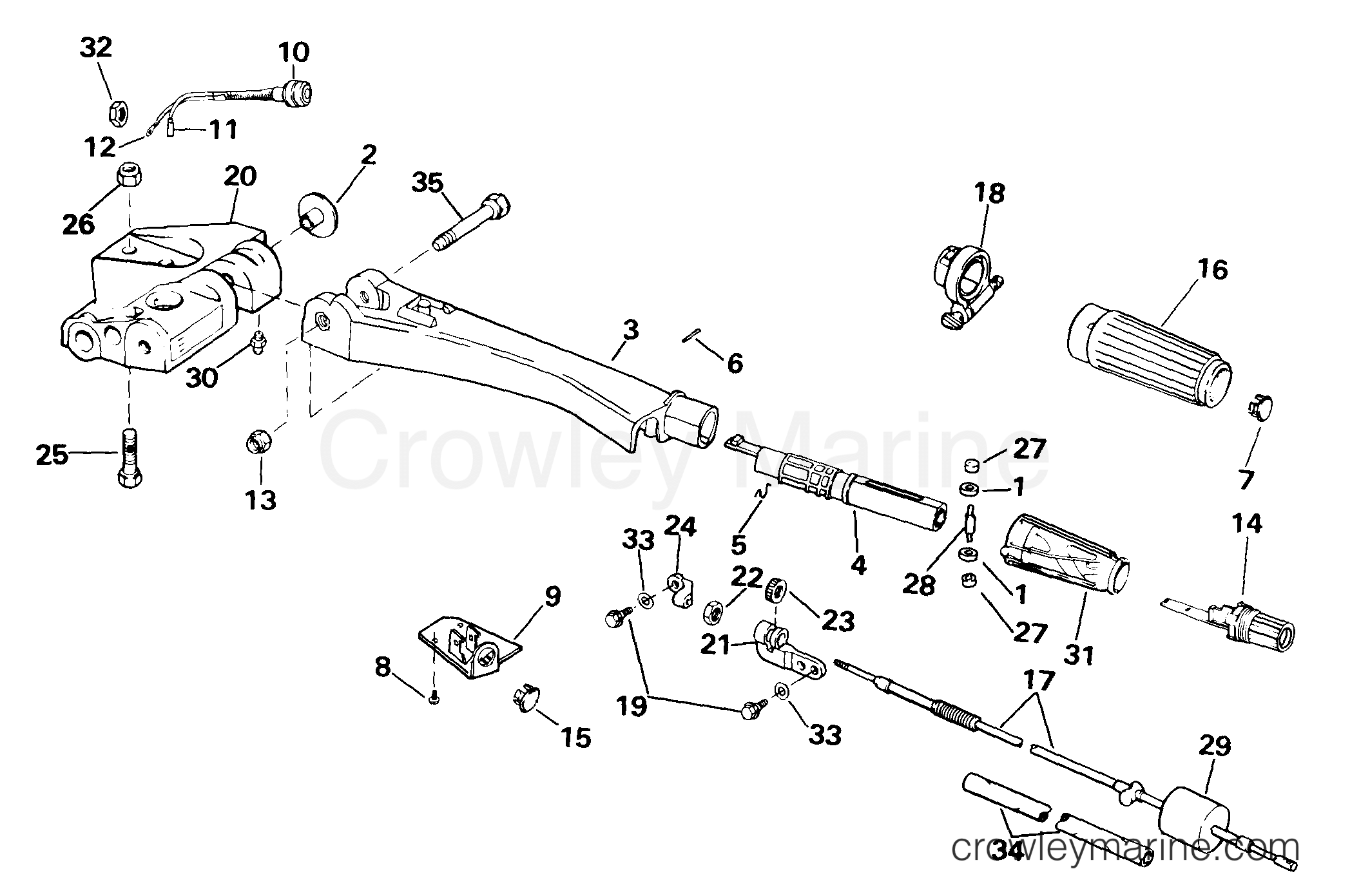 1999 Outboard 65 - J65WRYEES - STEERING HANDLE