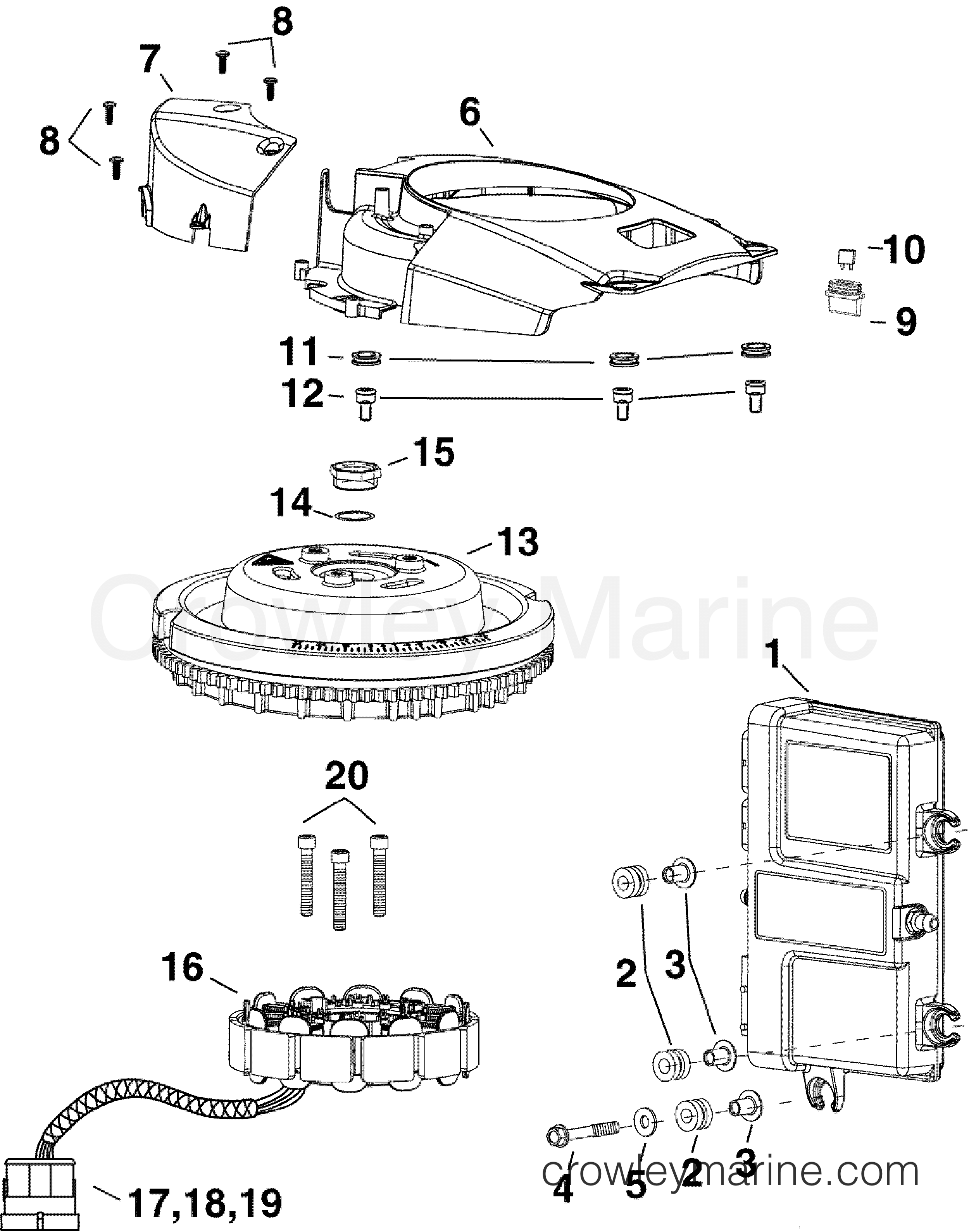 2007 Outboard 75 - E75DPLSUM - EMM, STATOR, FLYWHEEL
