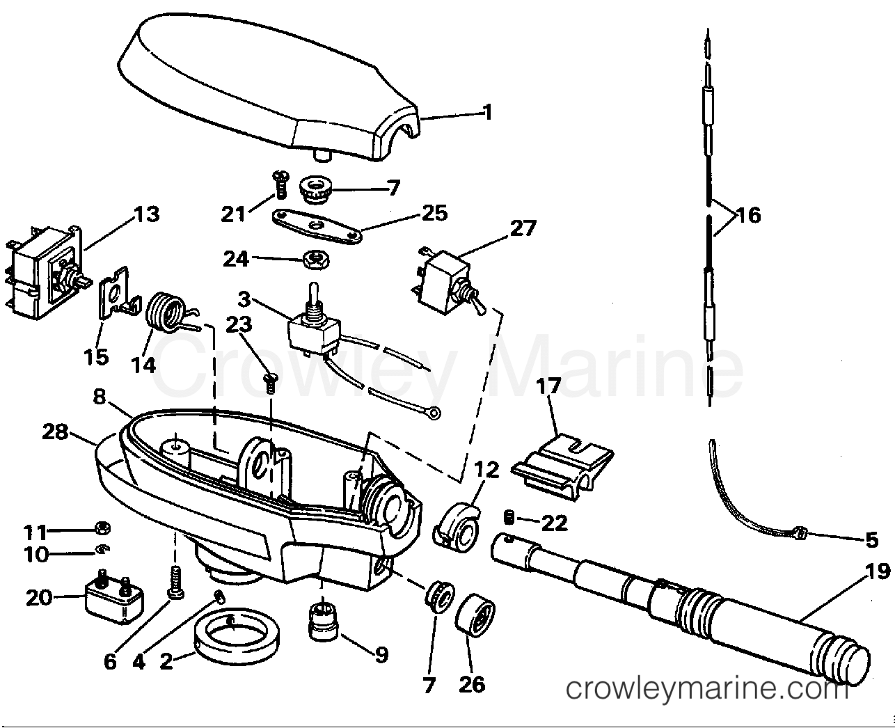 1988 Electric Motors 12 Volt - EBH2TY - STEERING HOUSING GROUP / HAND STEERING MODEL