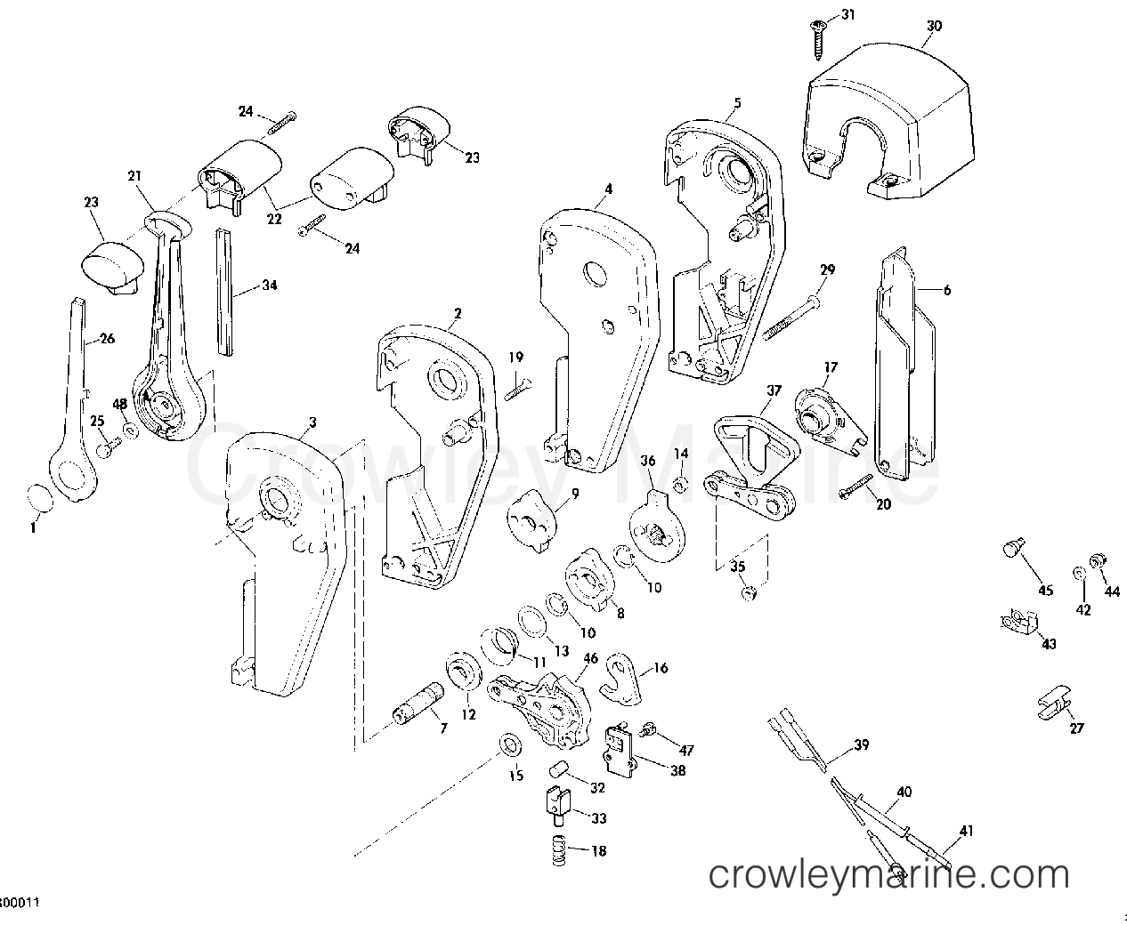 1990 Rigging Accessories - Remote Controls - REMOTE CONTROL ASSEMBLY - BINNACLE MOUNT, DUAL LEVER