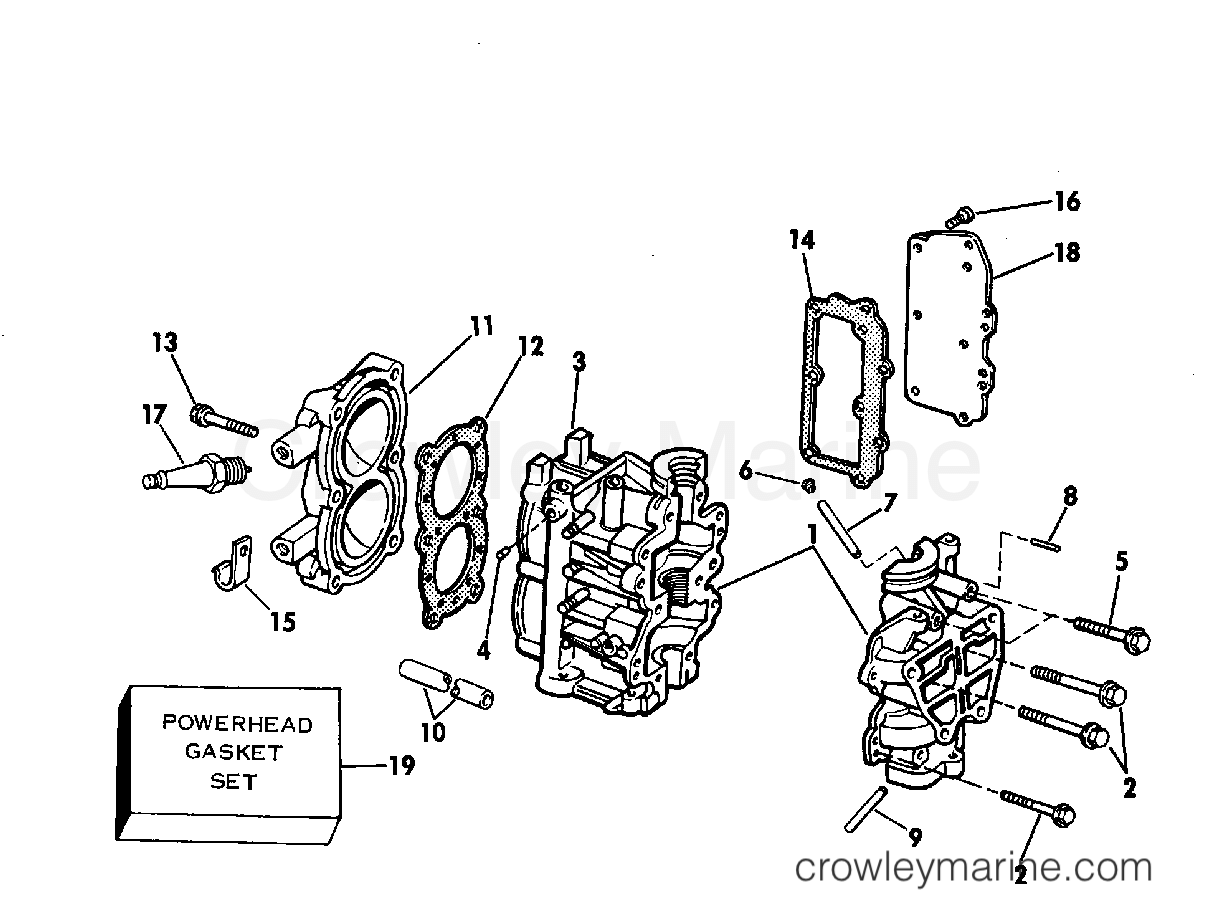 1980 Outboard 4 - J4RLCSS - CYLINDER & CRANKCASE
