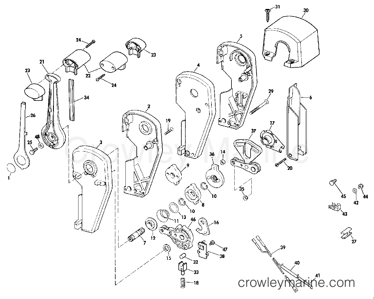 1989 Rigging Accessories - Remote Controls - REMOTE CONTROL ASSEMBLY - BINNACLE MOUNT, DUAL LEVER