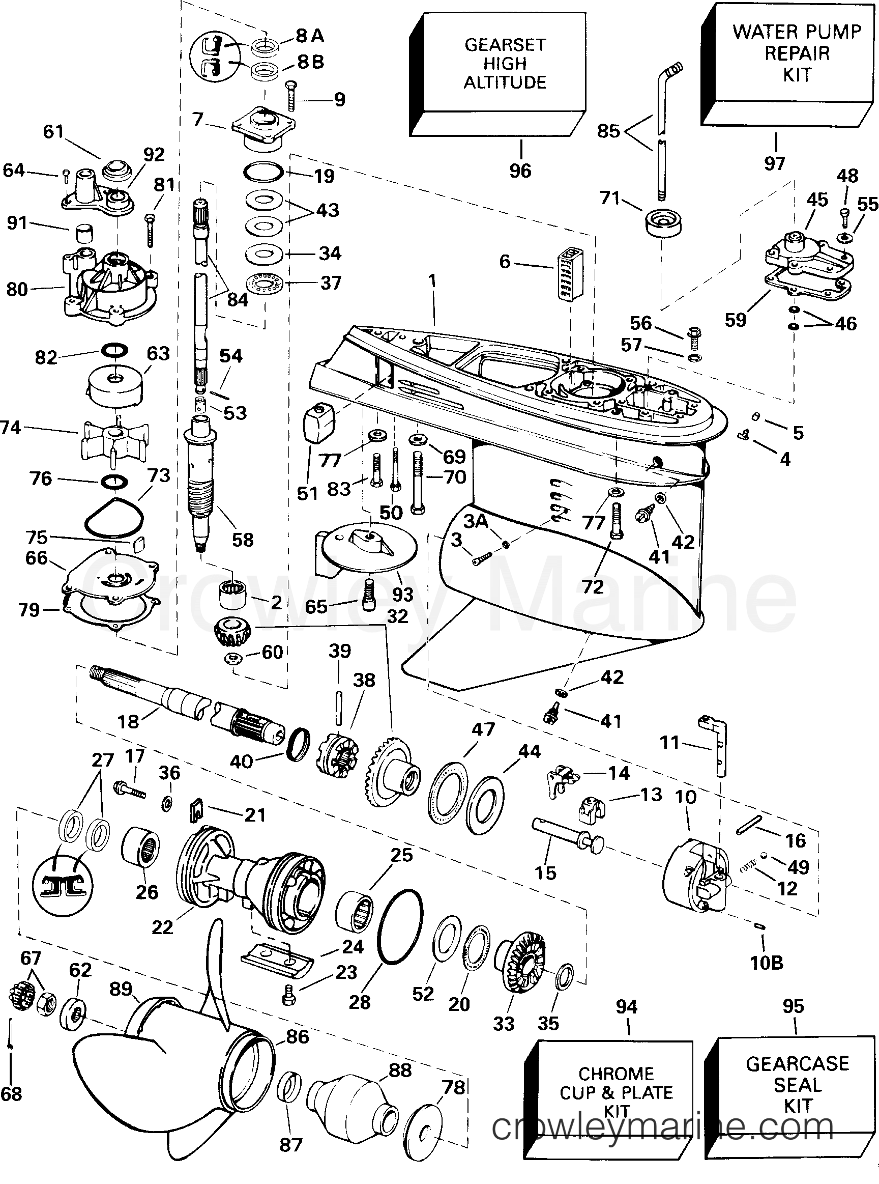 2000 Outboard 150 - J150VCSSS - GEARCASE - STANDARD ROTATION - PL MODELS