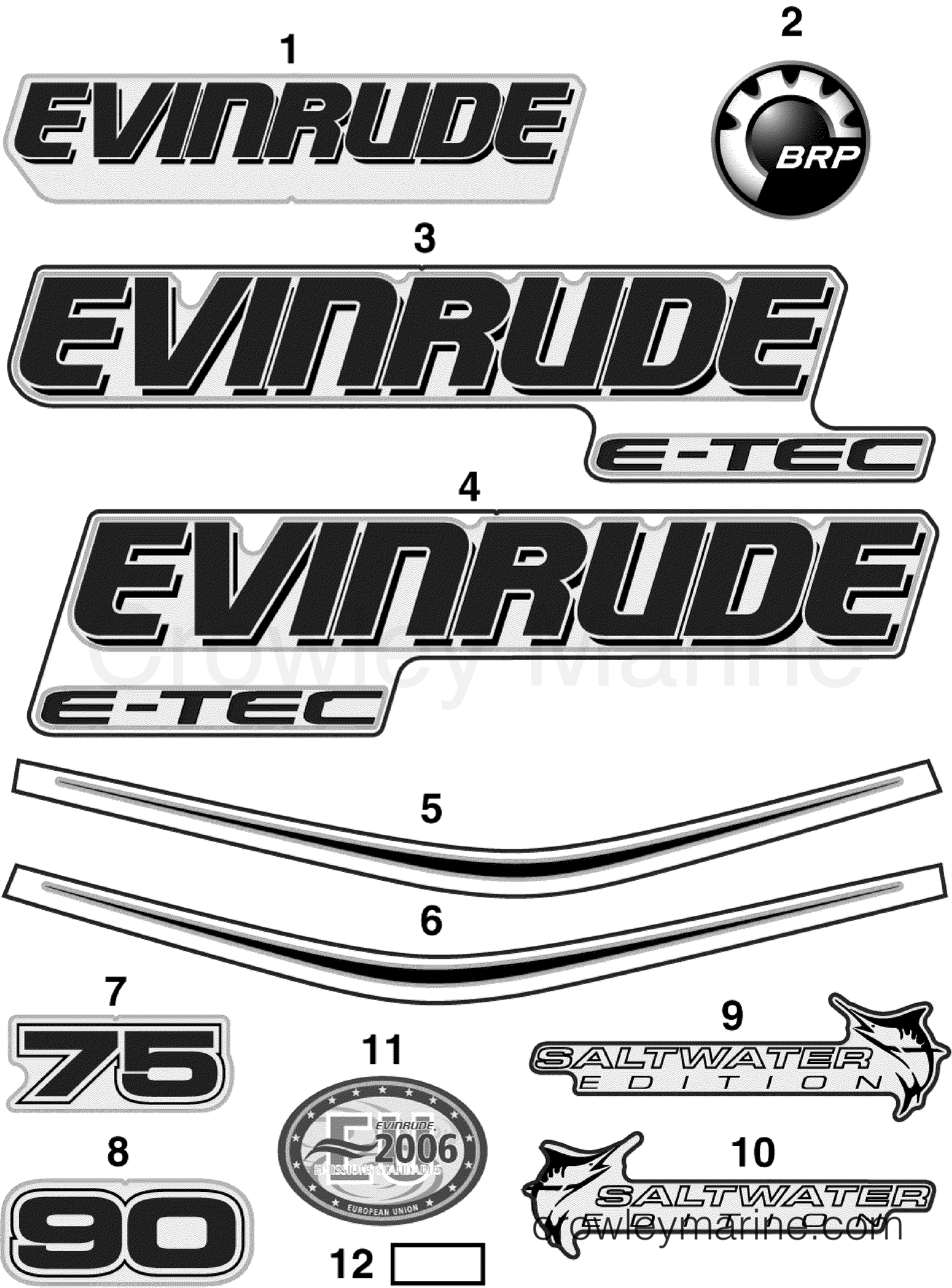 2008 Outboard 90 - E90DSLSCM - DECALS