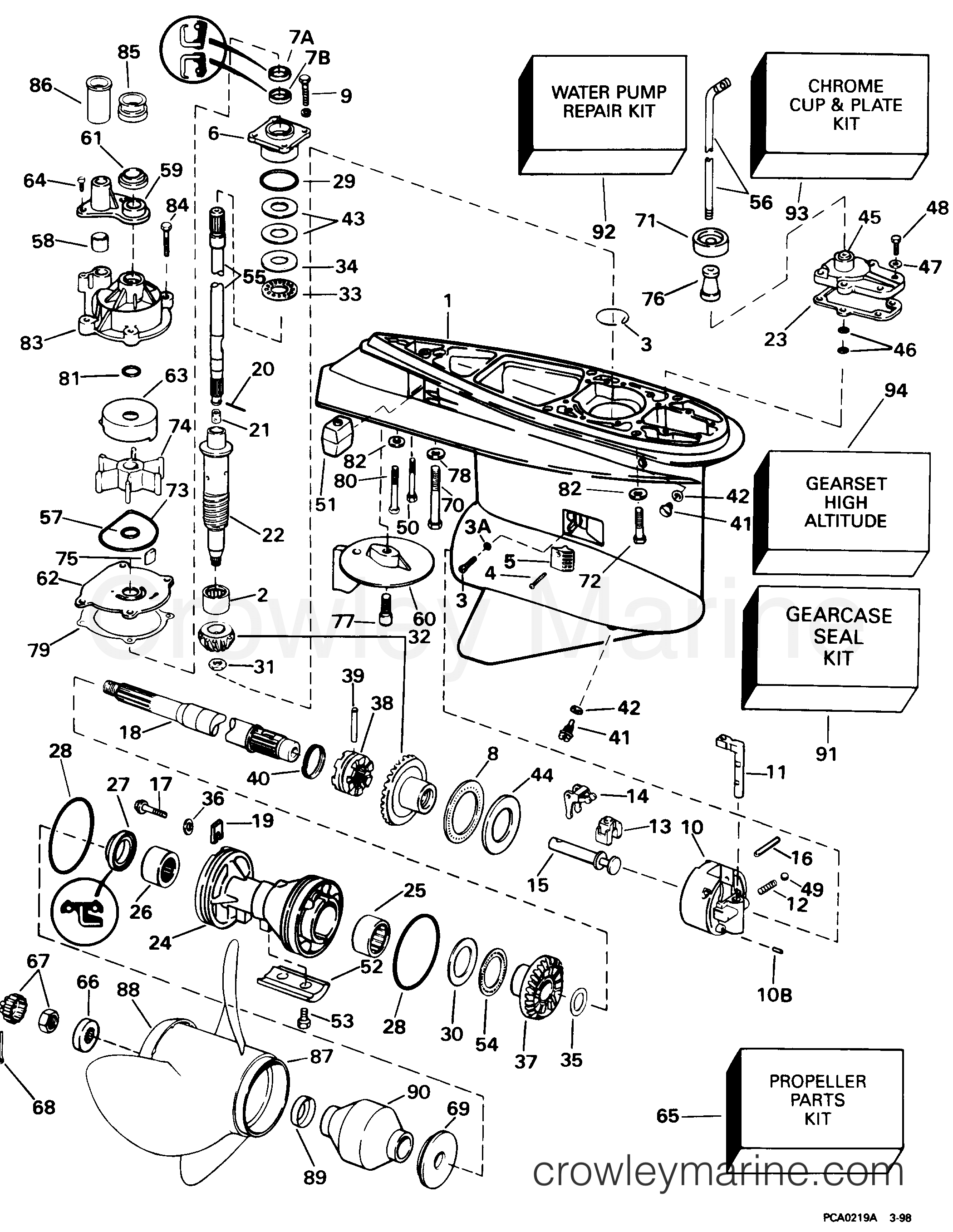 1998 Outboard 200 - SJ200WTPLG - GEARCASE