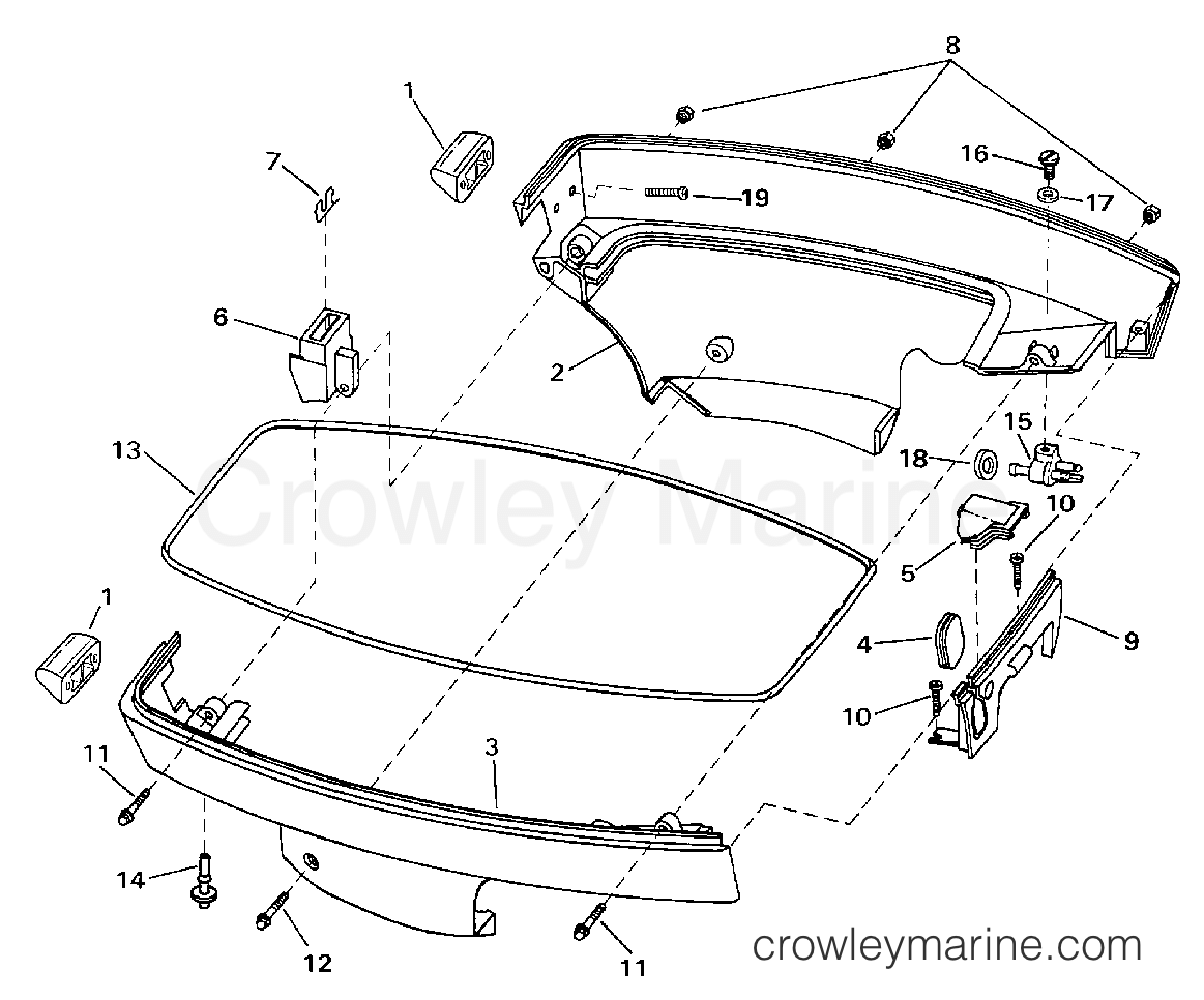 1998 Outboard 8 - BJ8RCT - LOWER ENGINE COVER