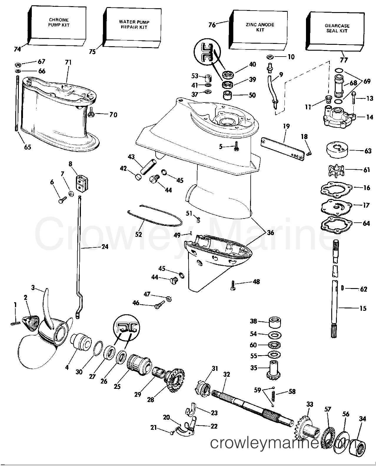 1990 Outboard 28 - J28ESLESM - GEARCASE