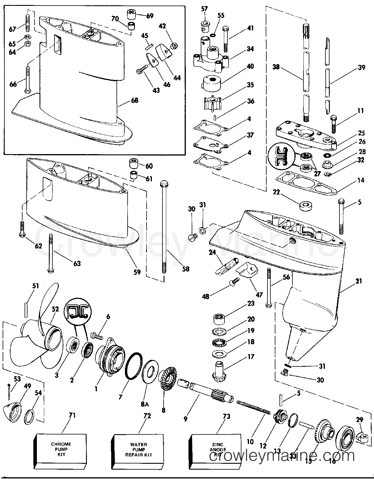 1984 Outboard 8 - J8RCRM - GEARCASE
