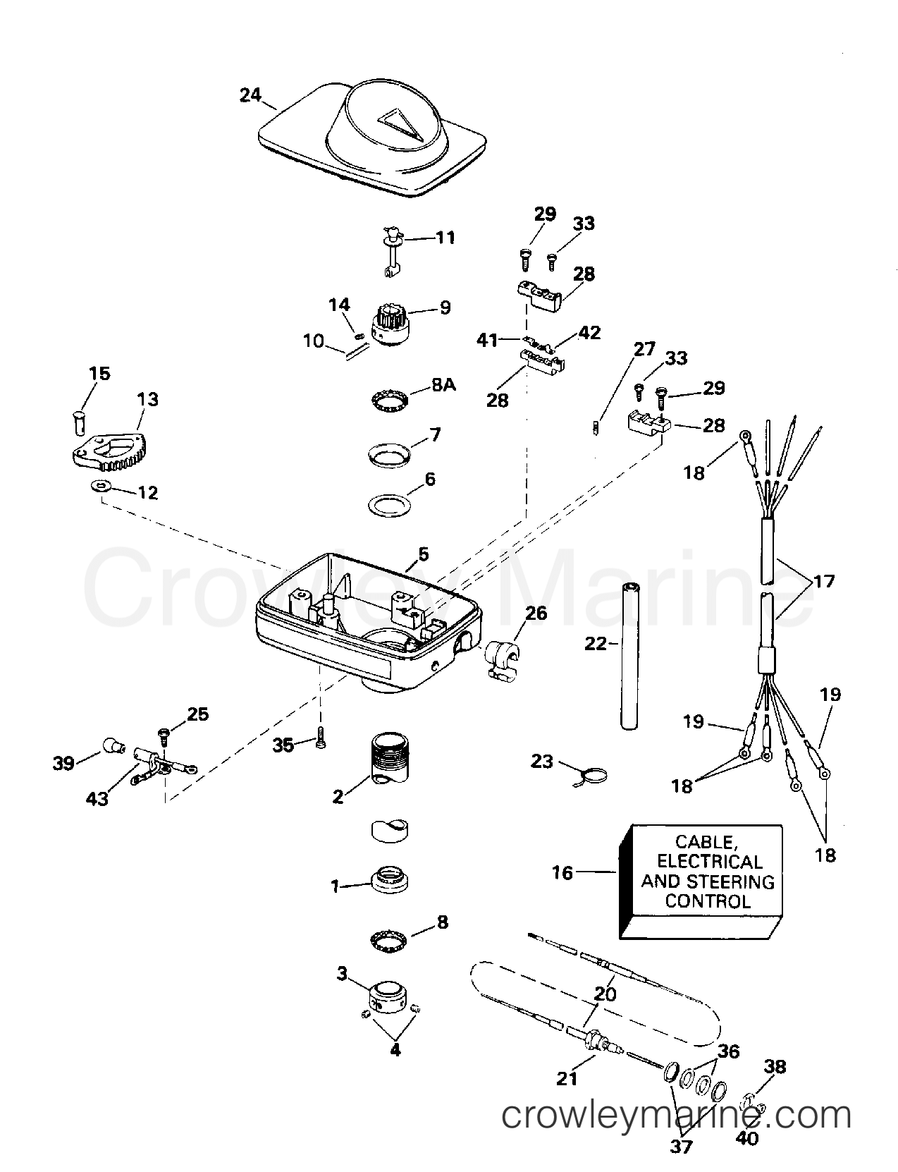 STEERING HOUSING GROUP/FOOT CONTROL 1996 Electric Trolling Motor 12