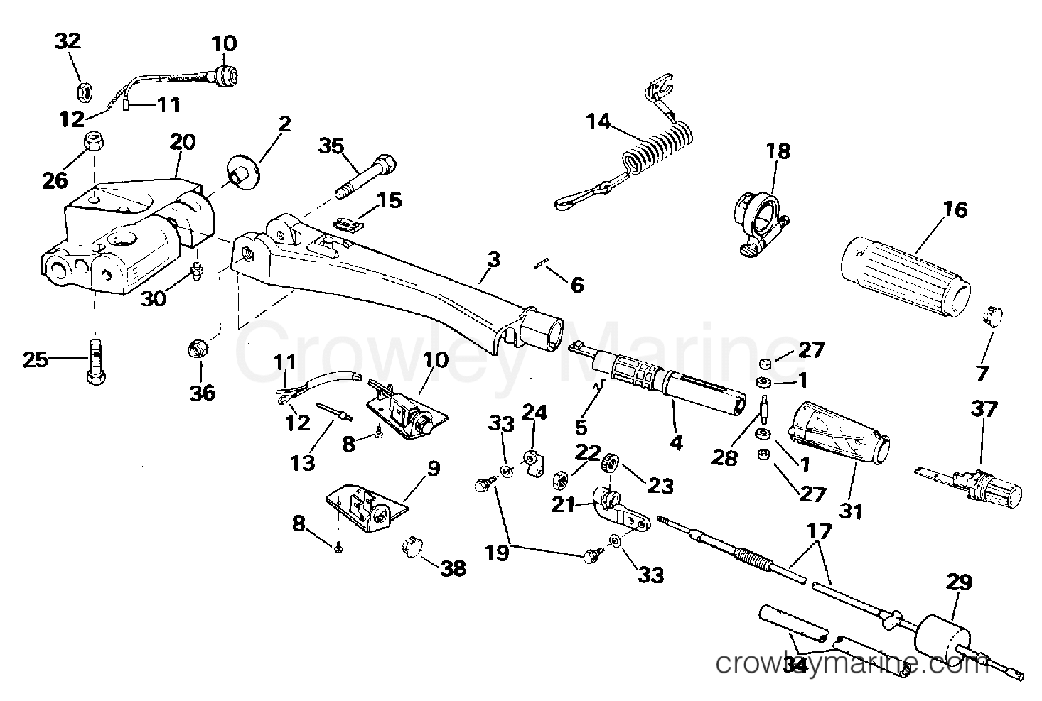 1996 Outboard 65 - SJ65RSYM - STEERING HANDLE