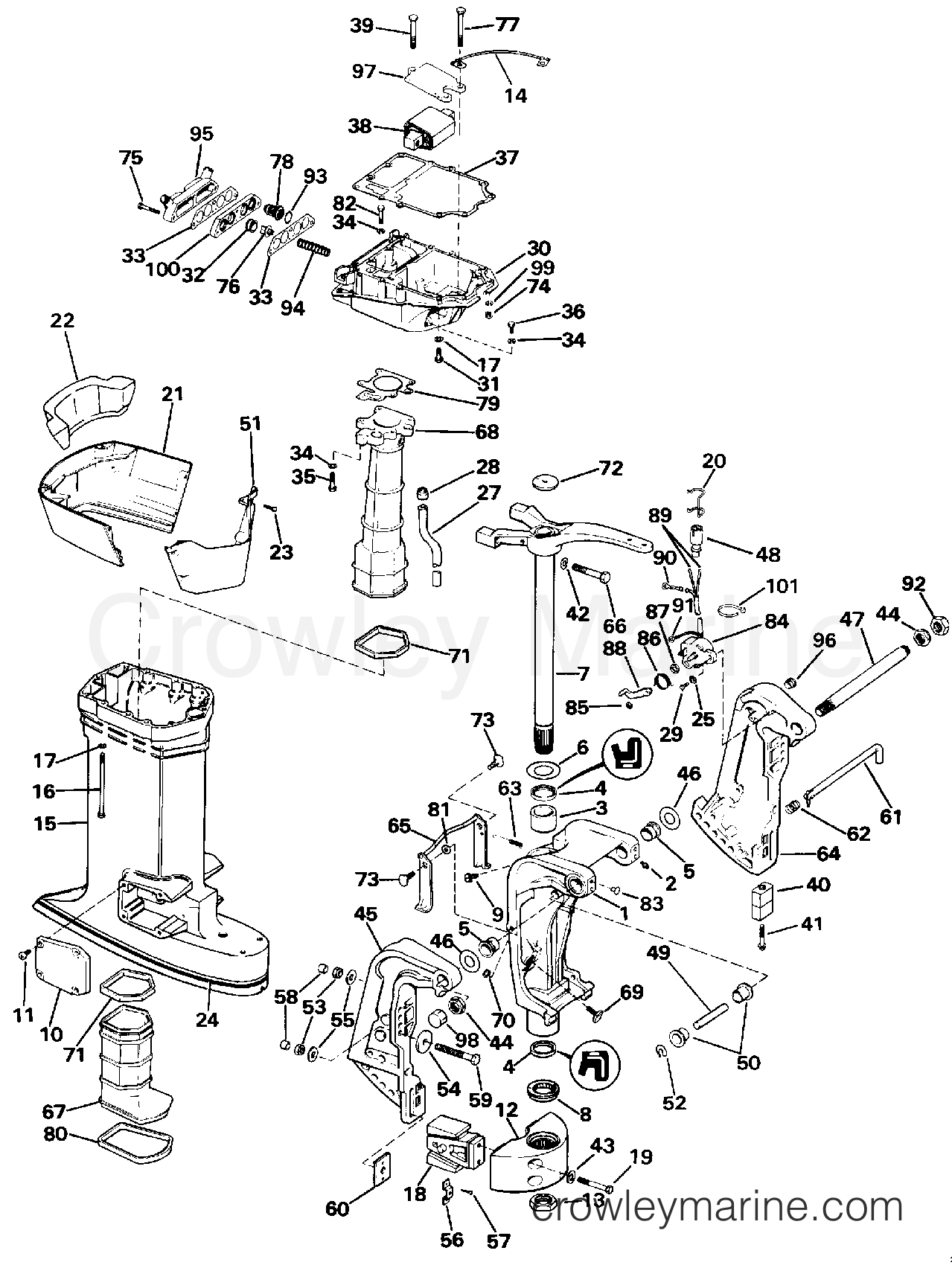 1993 Outboard 100 - E100WTLETD - MIDSECTION
