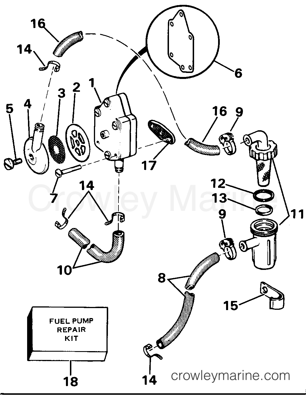 1985 Outboard 40 - J40RWCOM - FUEL PUMP
