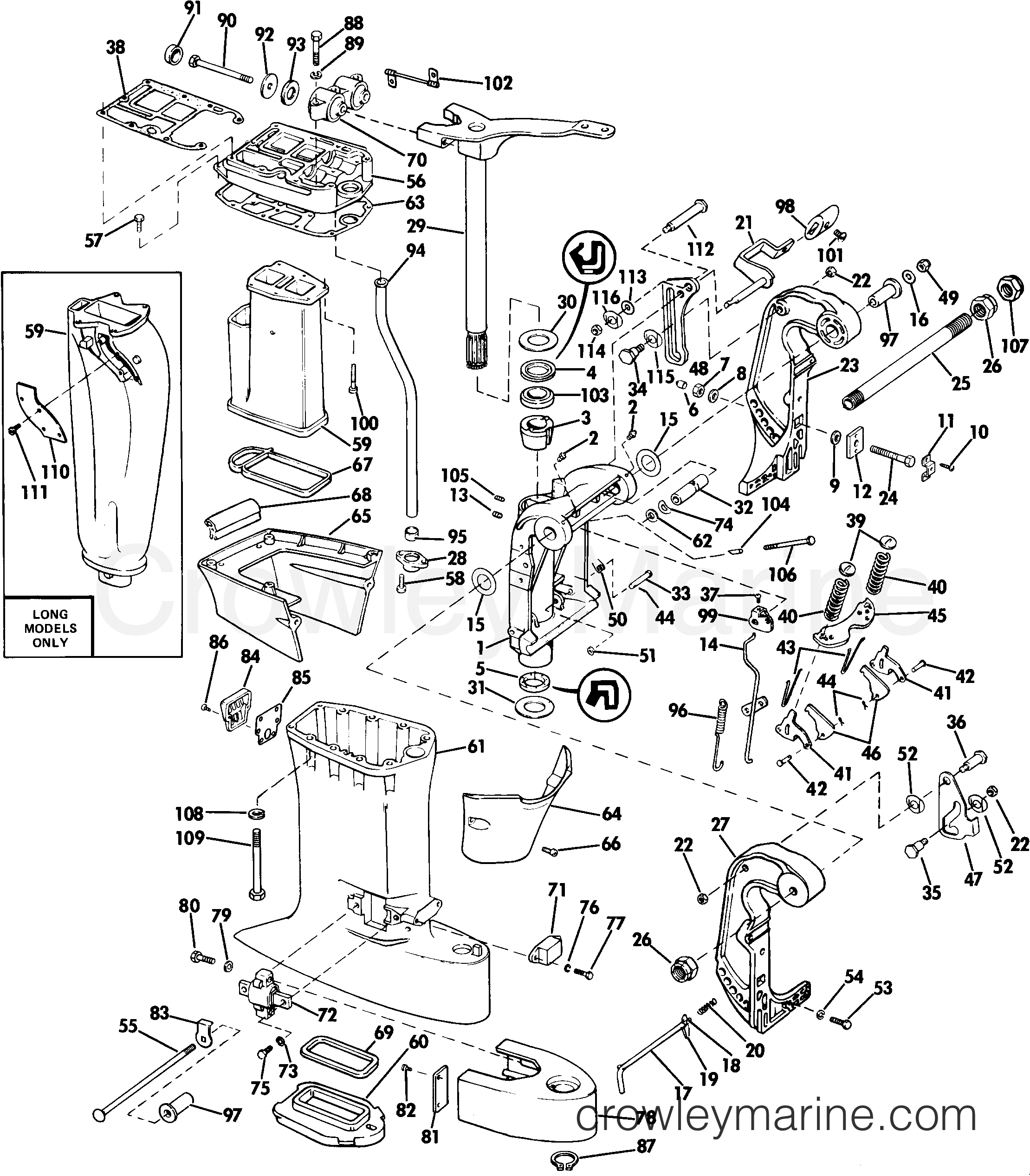 1985 Outboard 60 - J60ELCOD - MIDSECTION