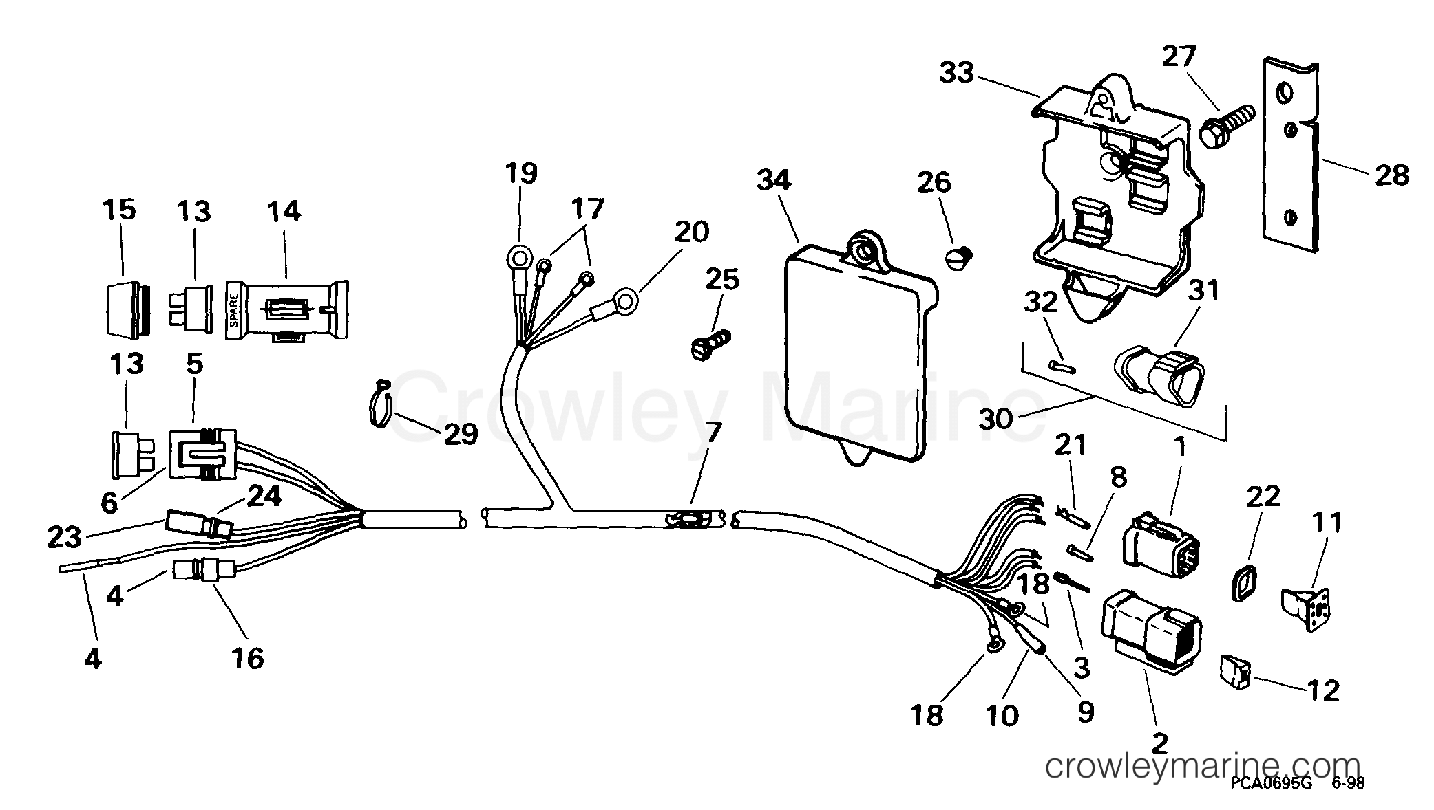 1999 Outboard 30 - J30EEEC - MOTOR CABLE ASSEMBLY